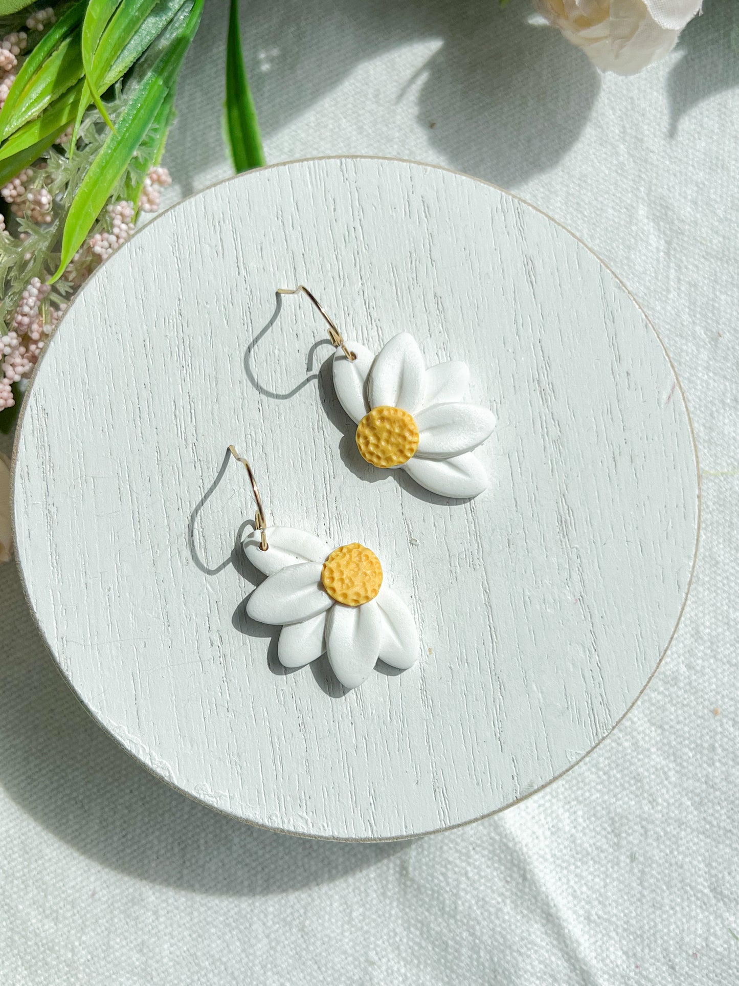 Half Daisy Polymer Clay Earrings