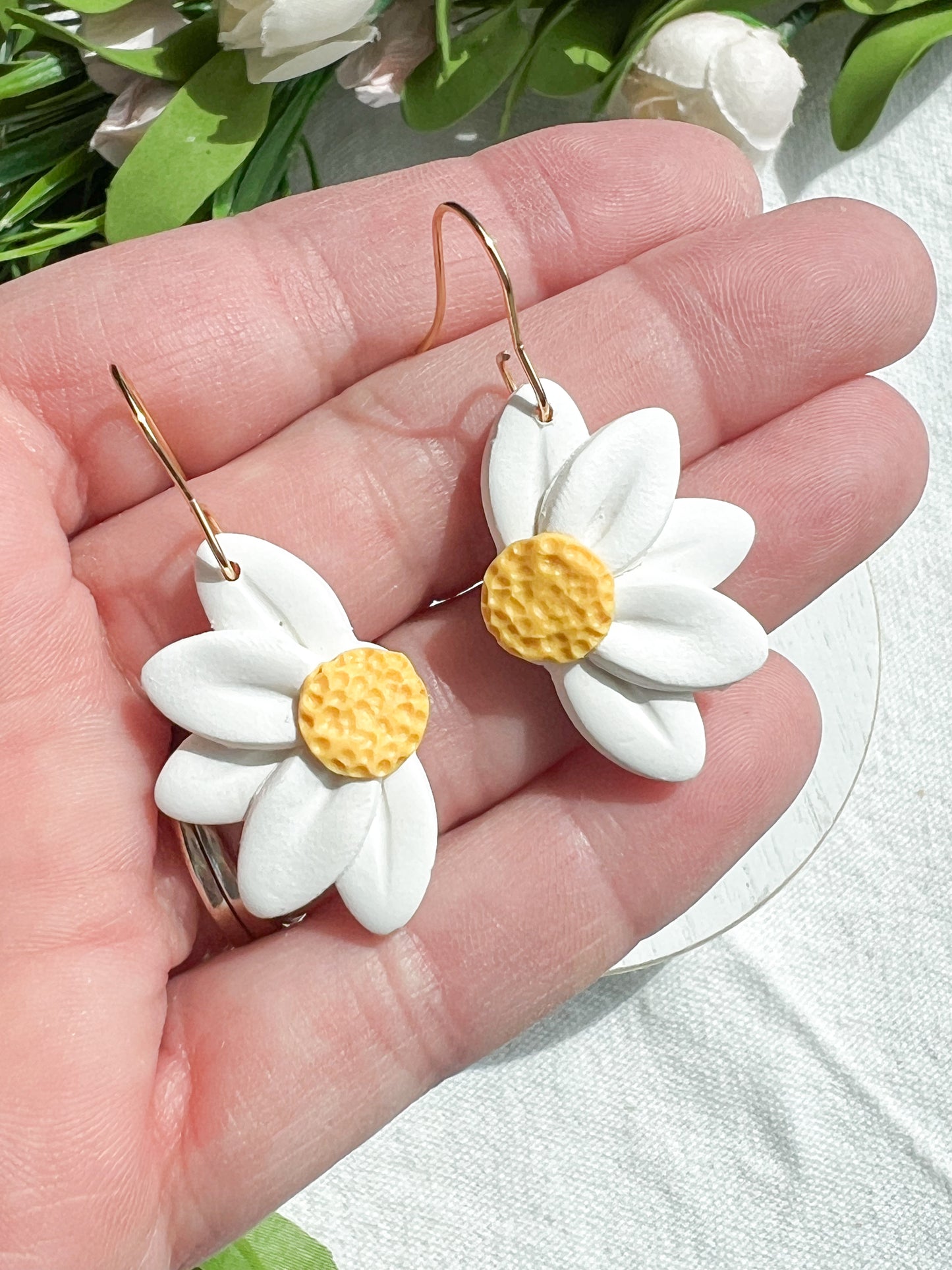 Half Daisy Polymer Clay Earrings