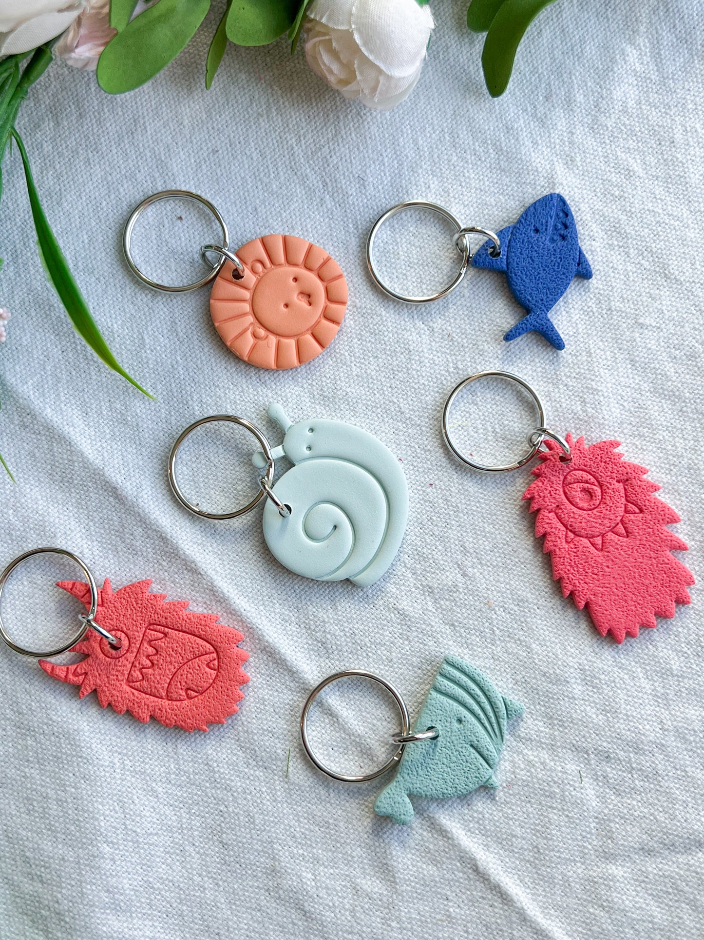 Little Monster Animal Polymer Clay Keychains and Bag Tags