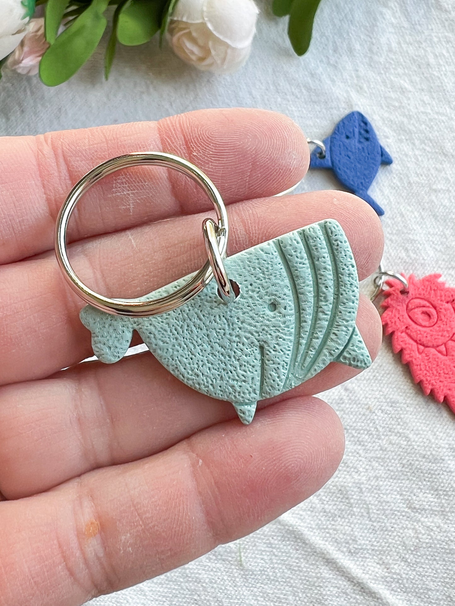 Little Monster Animal Polymer Clay Keychains and Bag Tags