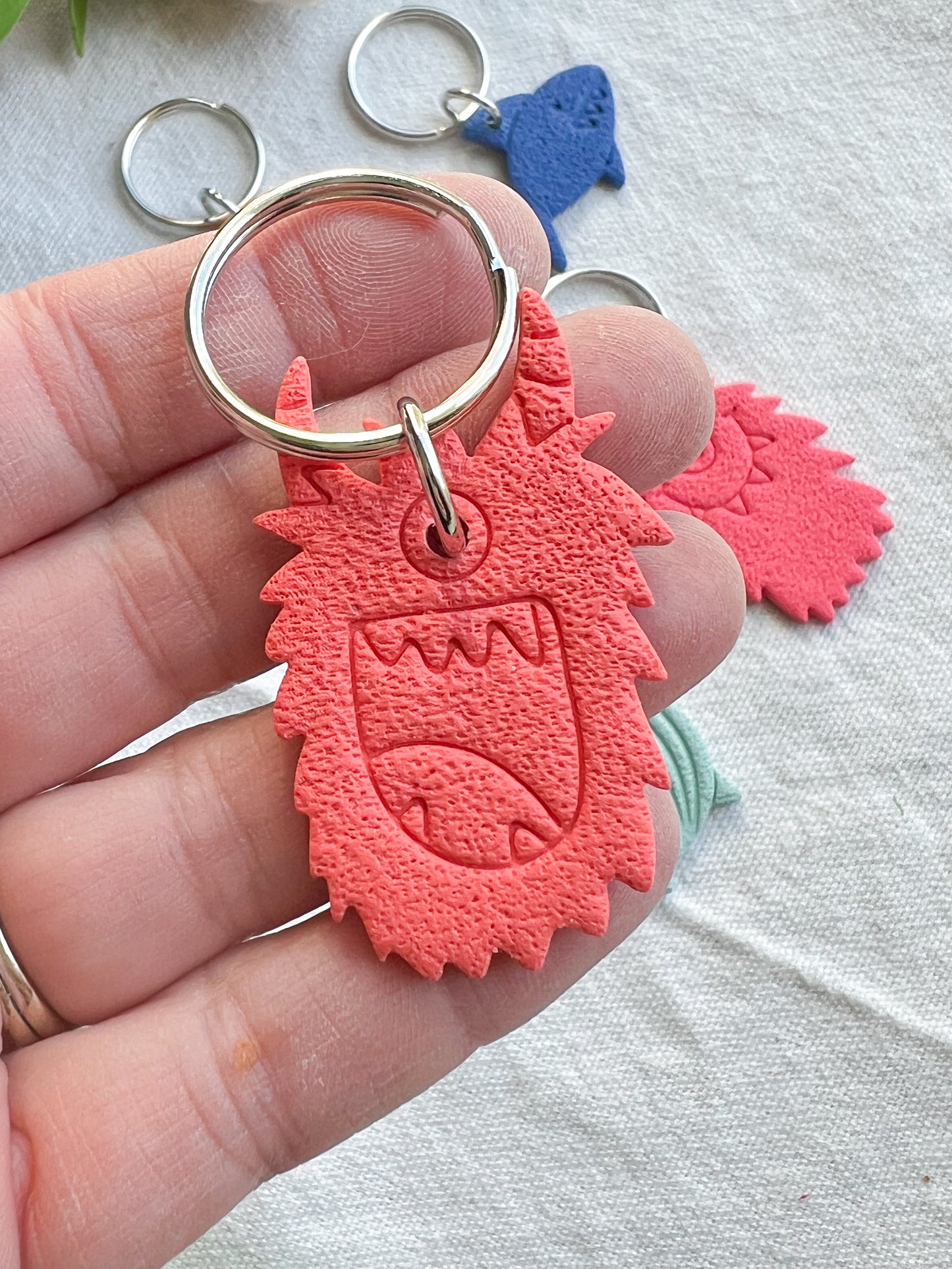 Little Monster Animal Polymer Clay Keychains and Bag Tags