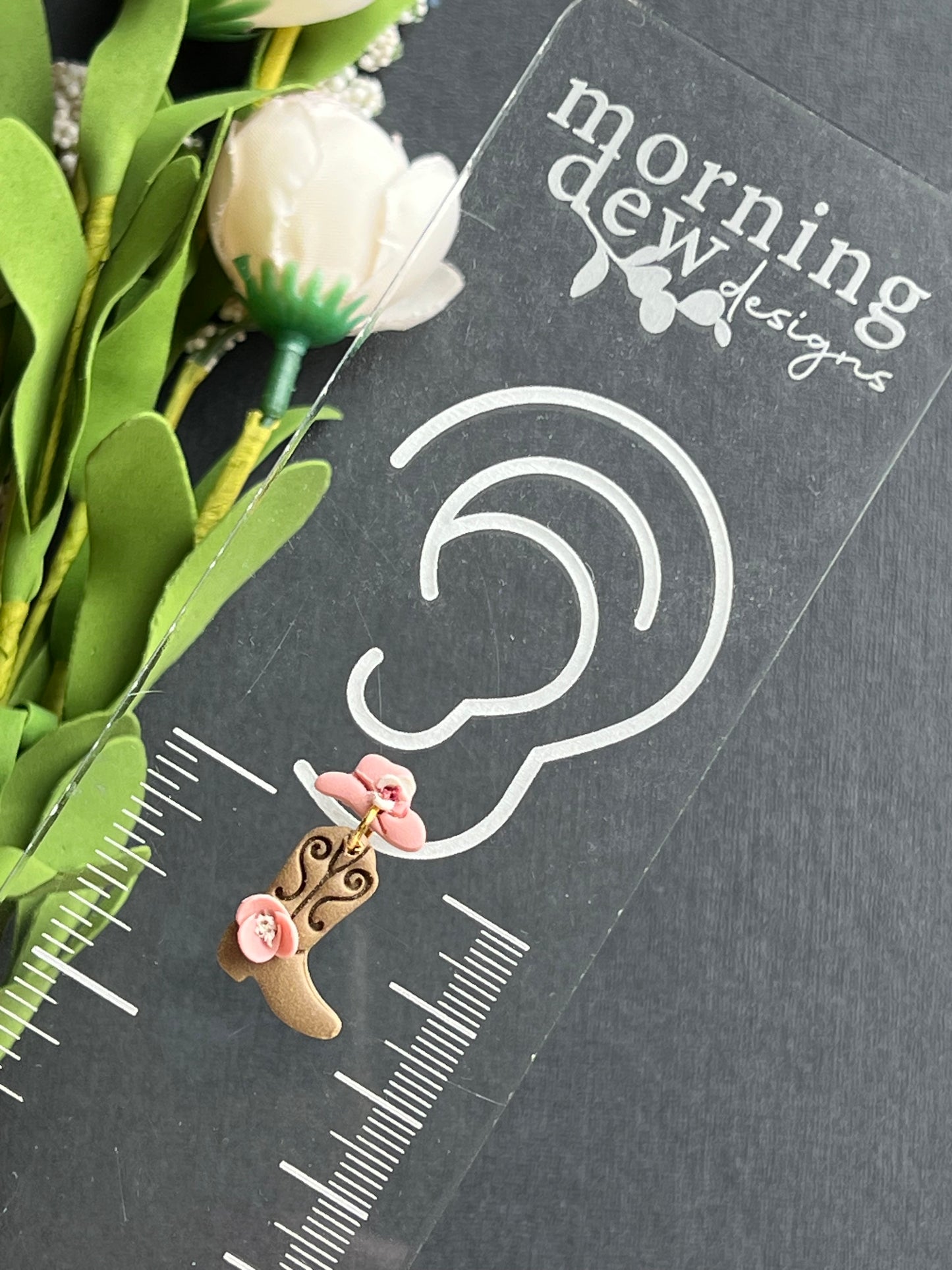 Soft Pink Cowgirl Hat and Boots Polymer Clay Earrings