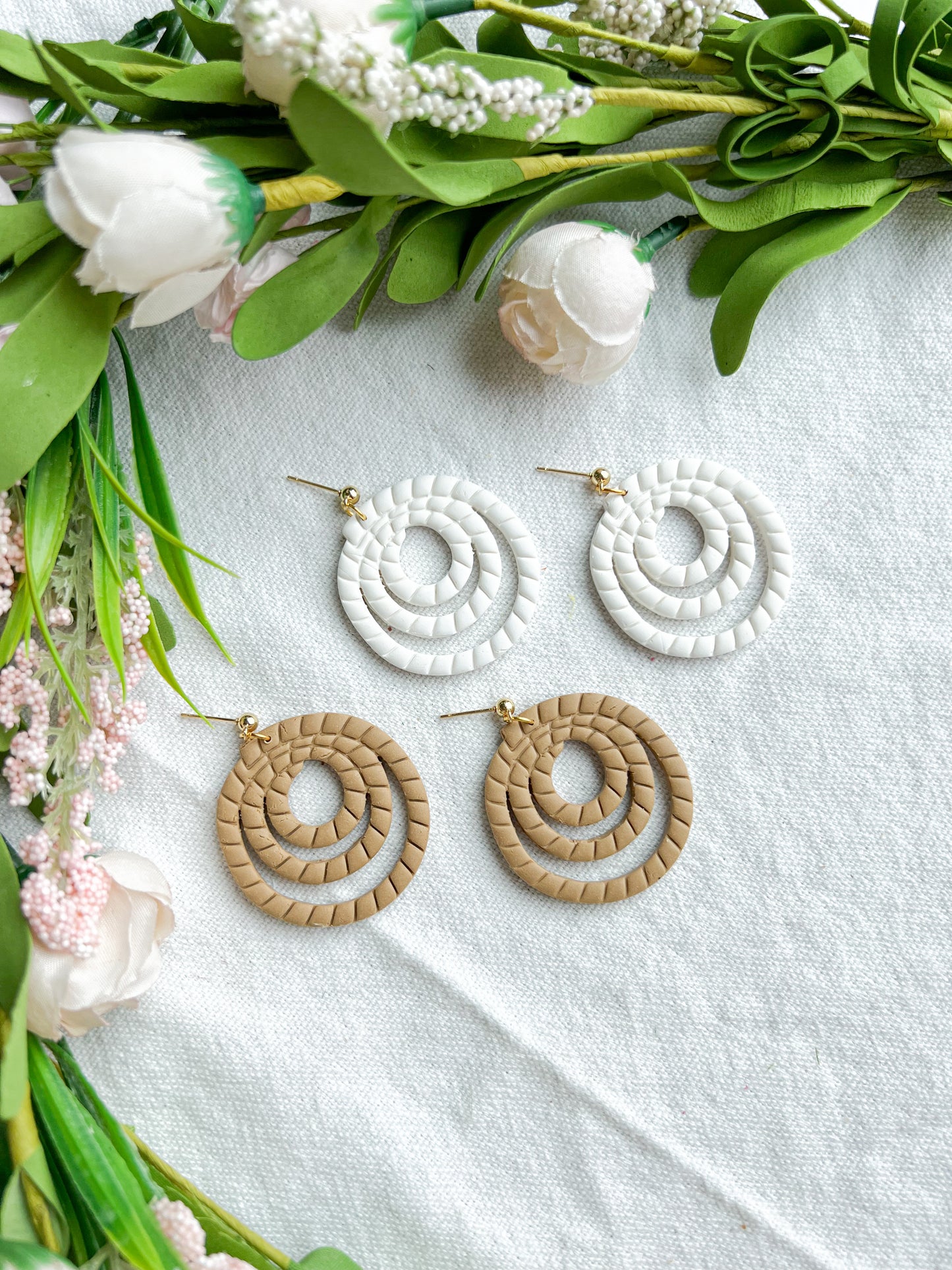 Western/Nautical Lasso Rattan Rope Polymer Clay Earrings