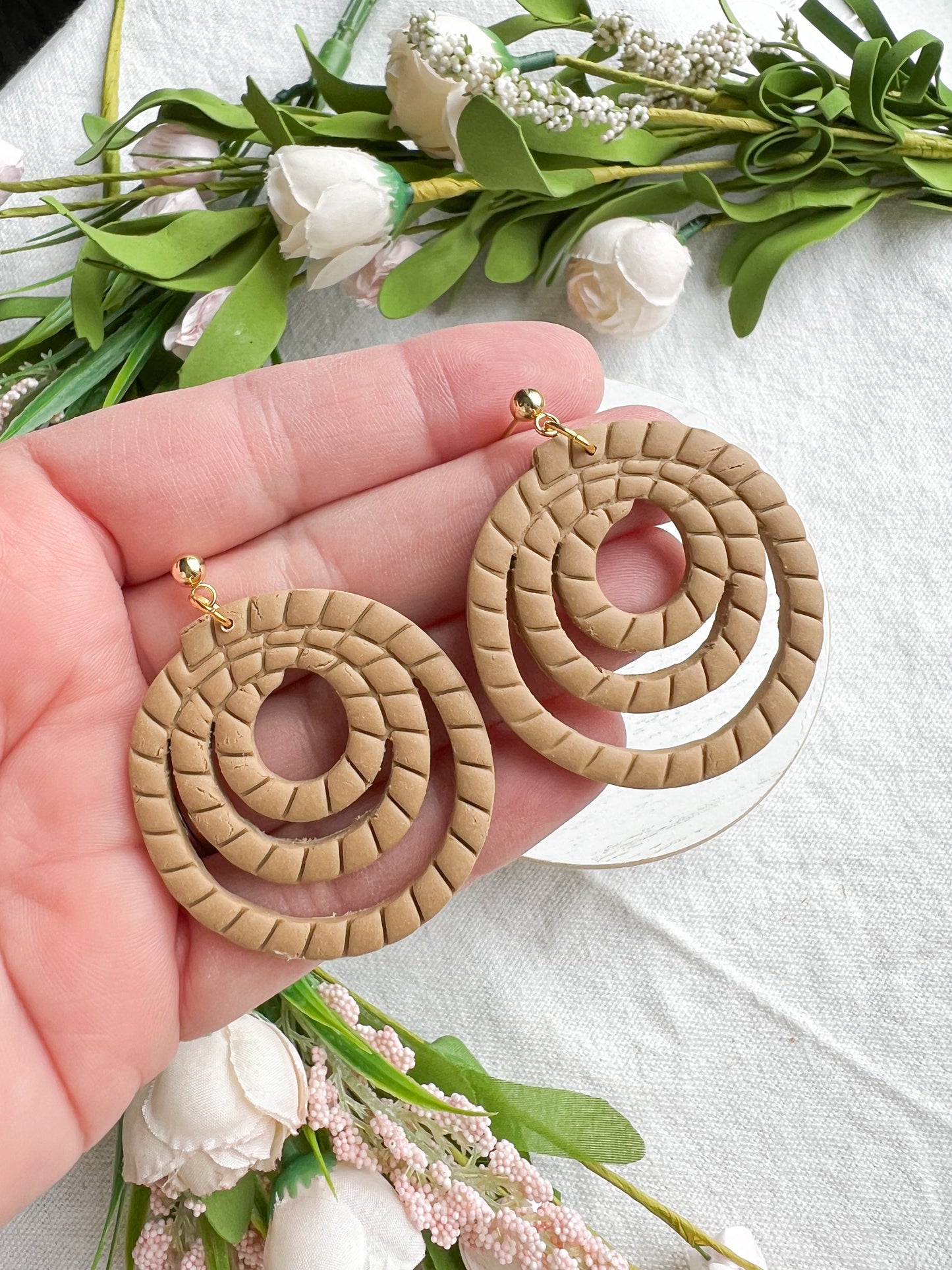 Western/Nautical Lasso Rattan Rope Polymer Clay Earrings