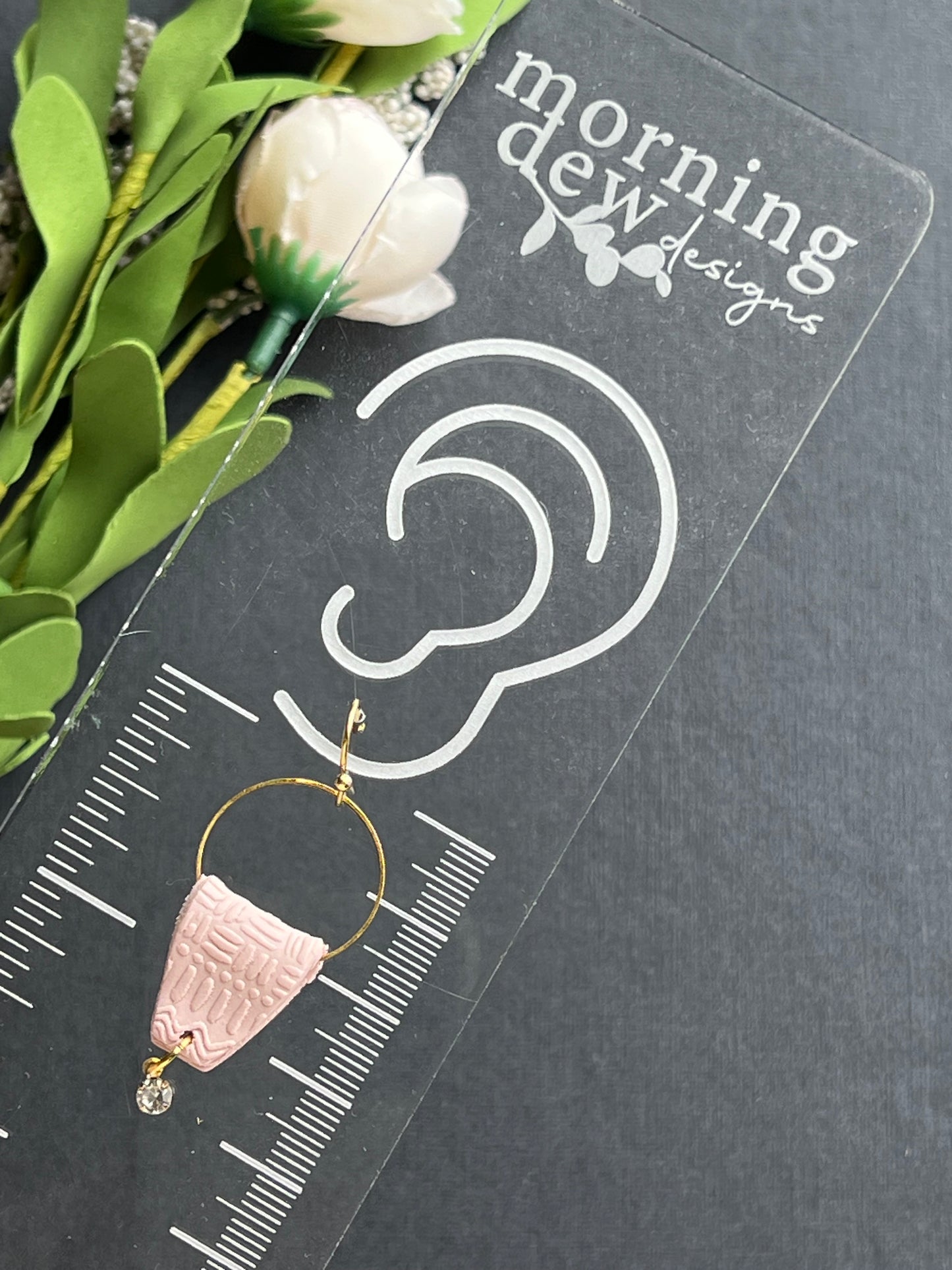 Soft Pink Aztec Texture Polymer Clay Earrings