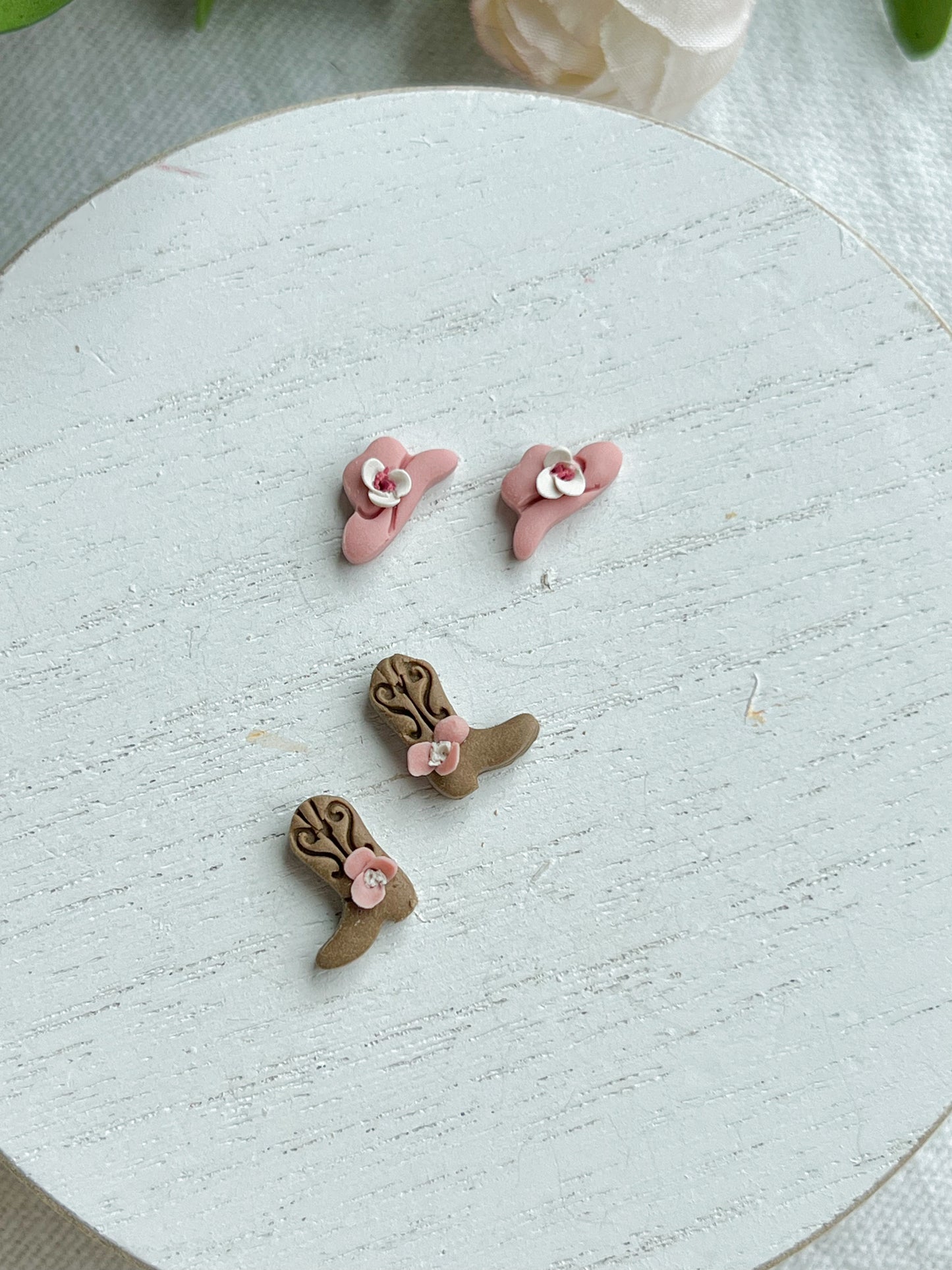 Cowgirl Hat and Boot Polymer Clay Studs