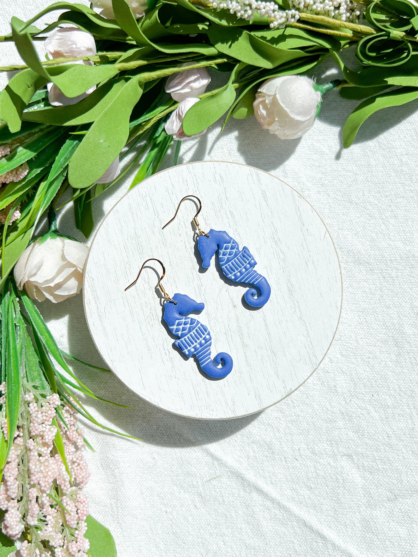 Salty Nautical Seahorse Polymer Clay Earrings