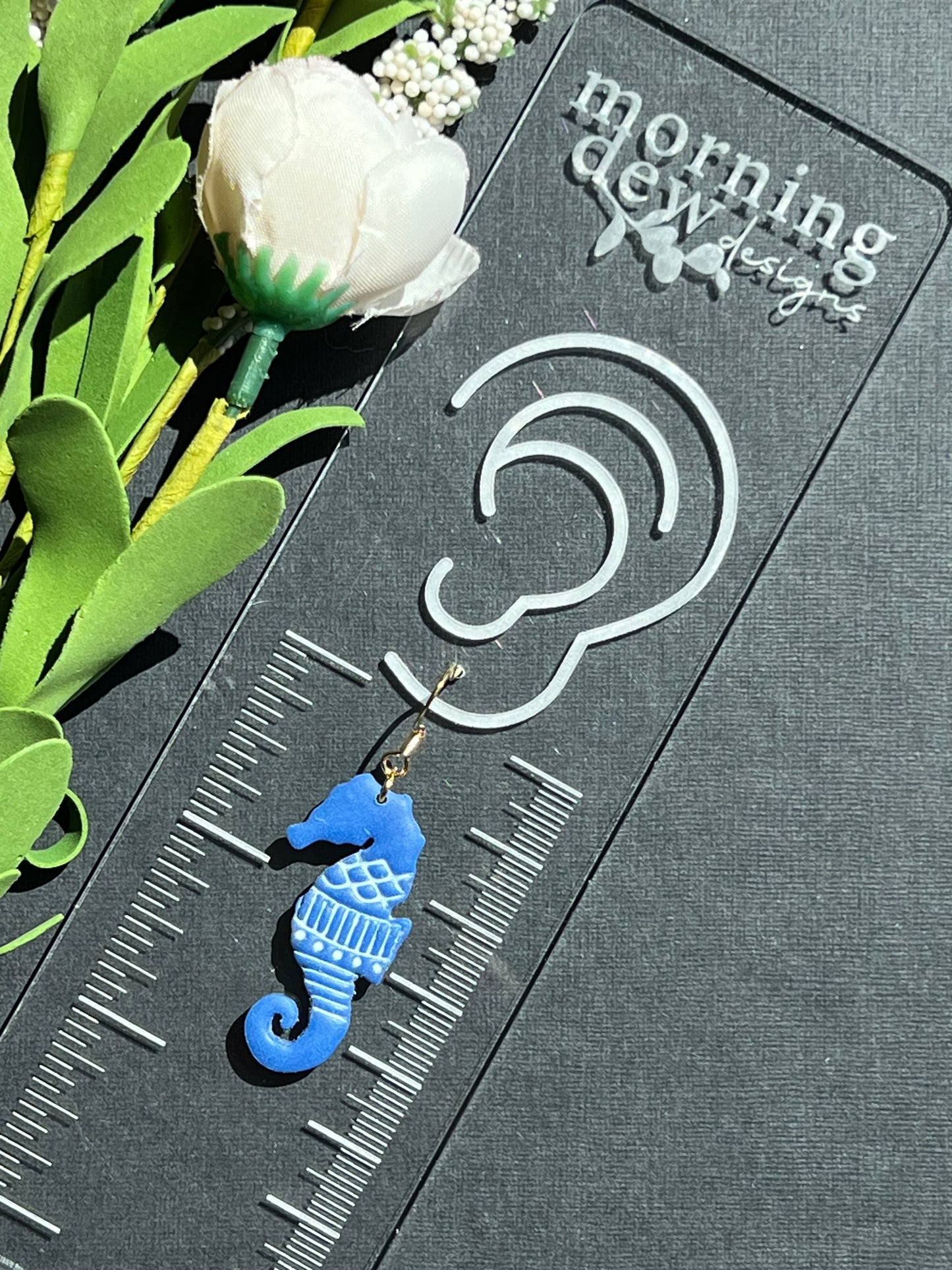 Salty Nautical Seahorse Polymer Clay Earrings