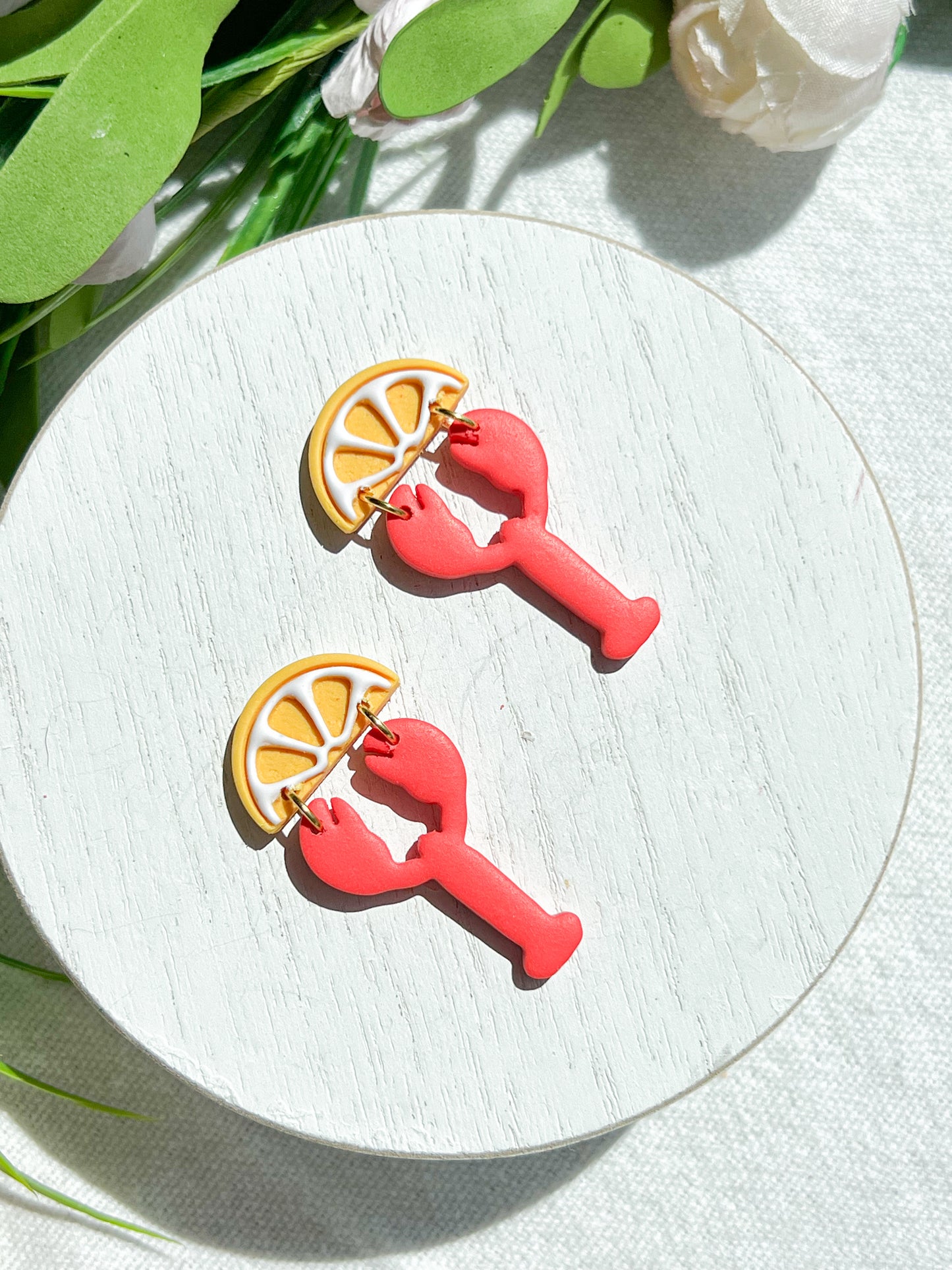 Lemon Lobster Polymer Clay Earrings