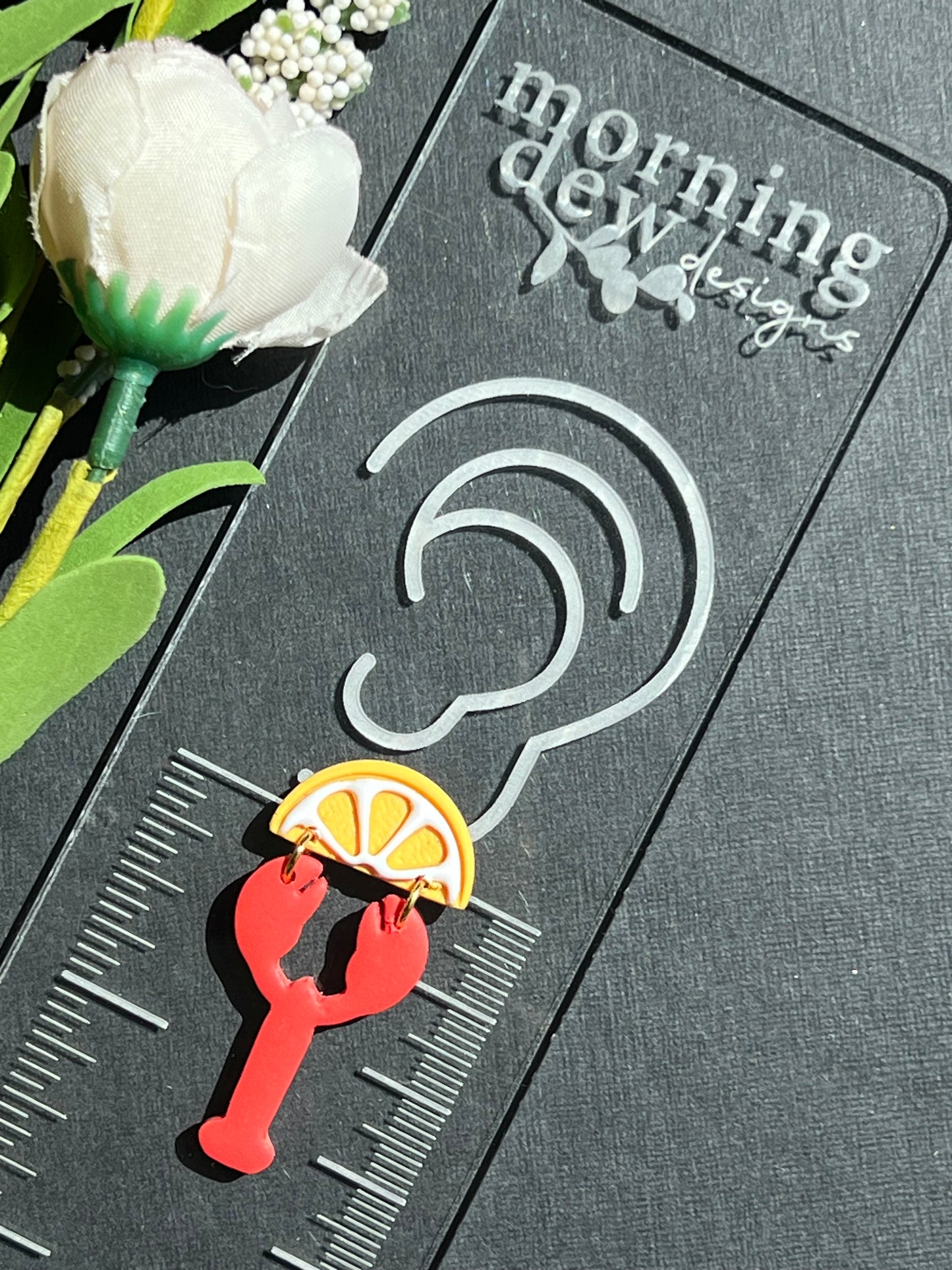Lemon Lobster Polymer Clay Earrings