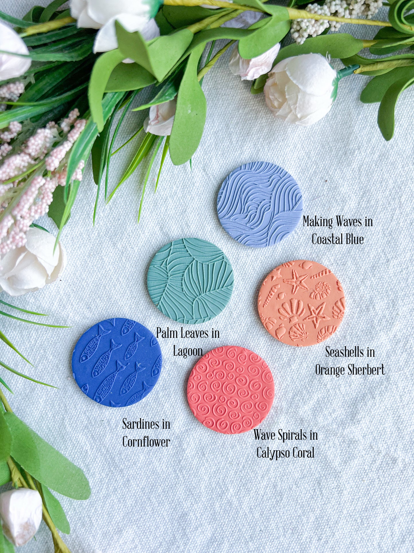 Colorful Textured Summer Beach Polymer Clay Badges | Nurse and Teacher Retractable Badges