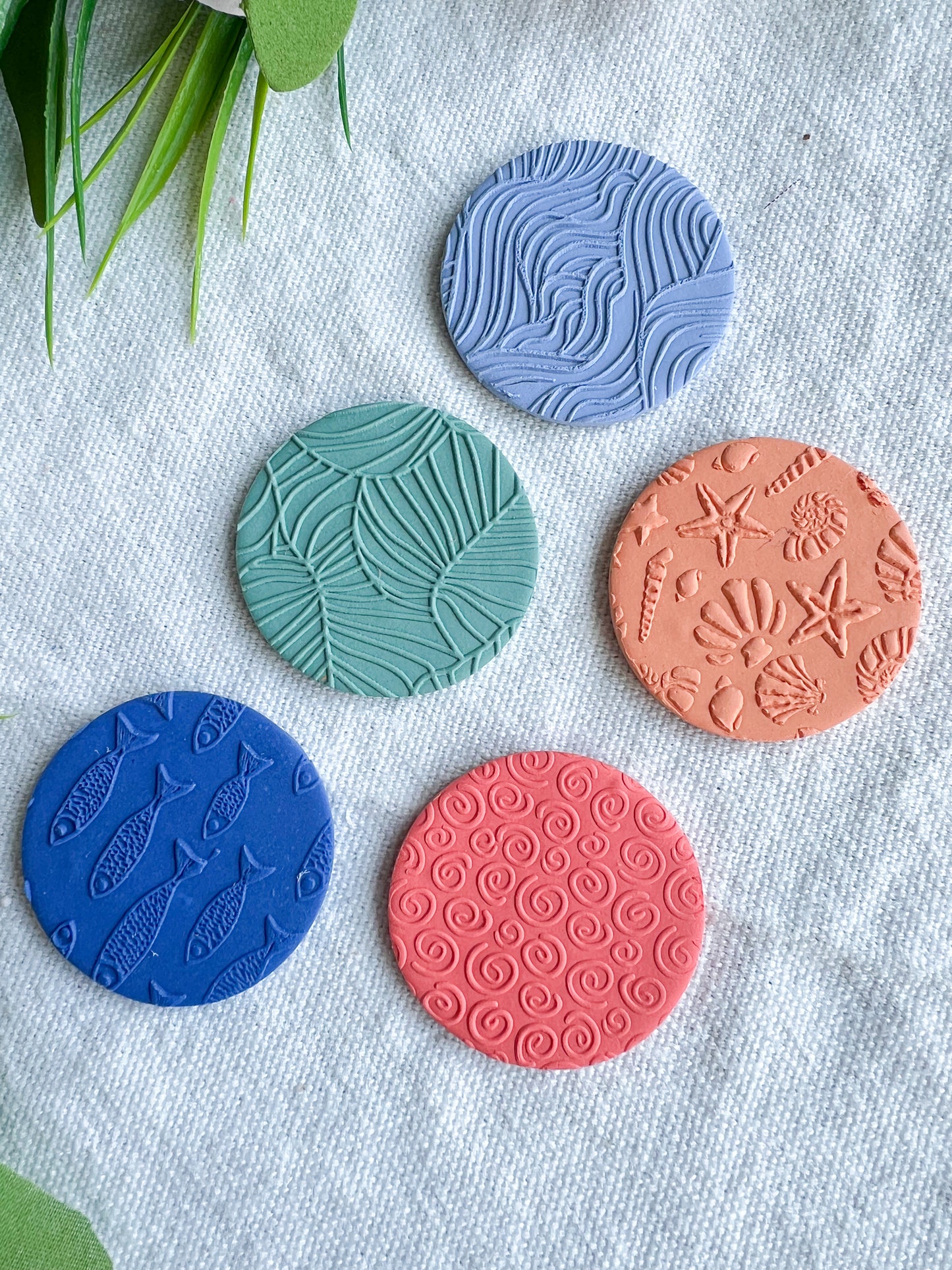 Colorful Textured Summer Beach Polymer Clay Badges | Nurse and Teacher Retractable Badges