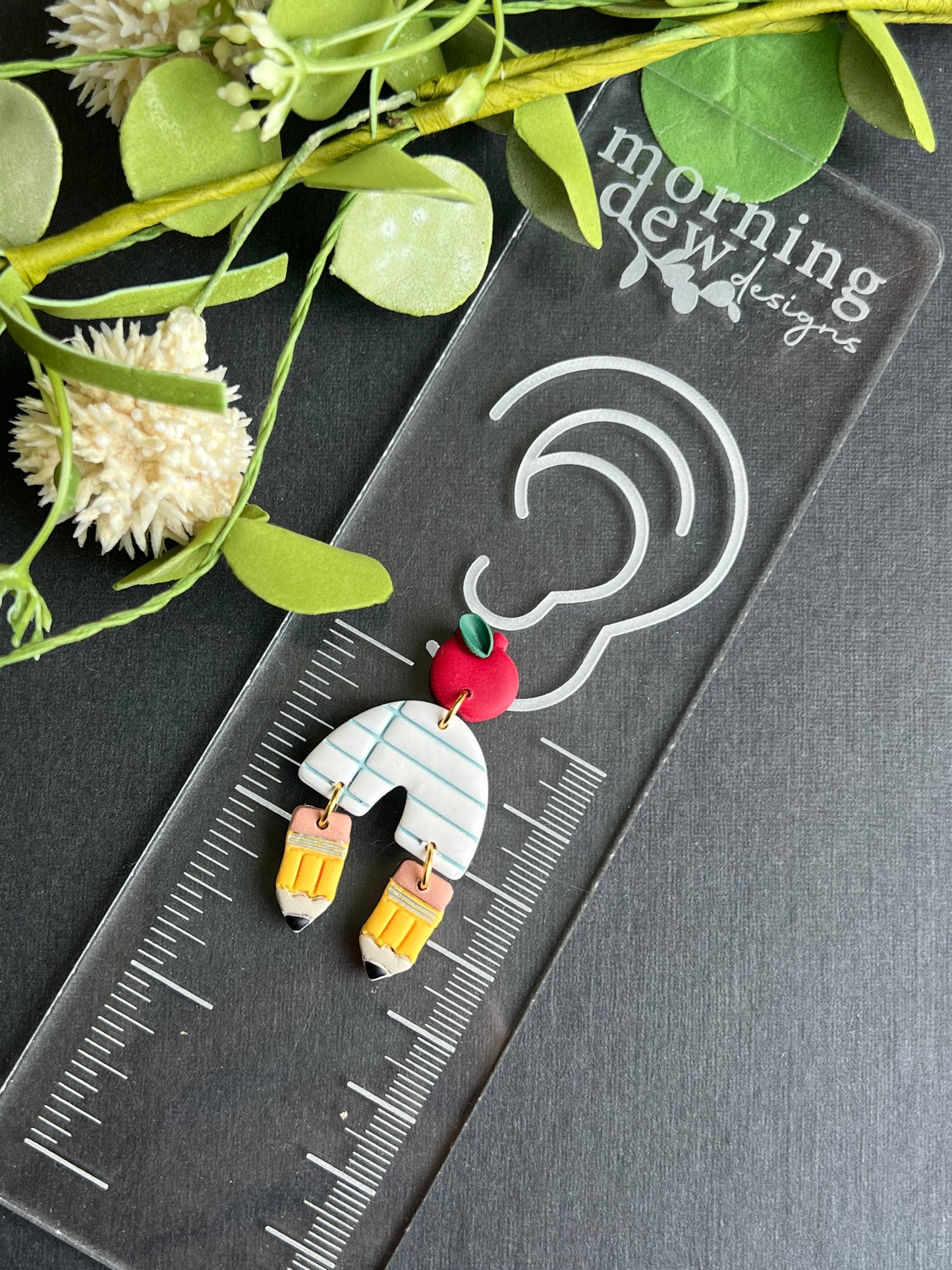 Pencil and Paper Arch Polymer Clay Earrings | Teacher Earrings | Back to School Earrings | Teacher Gift