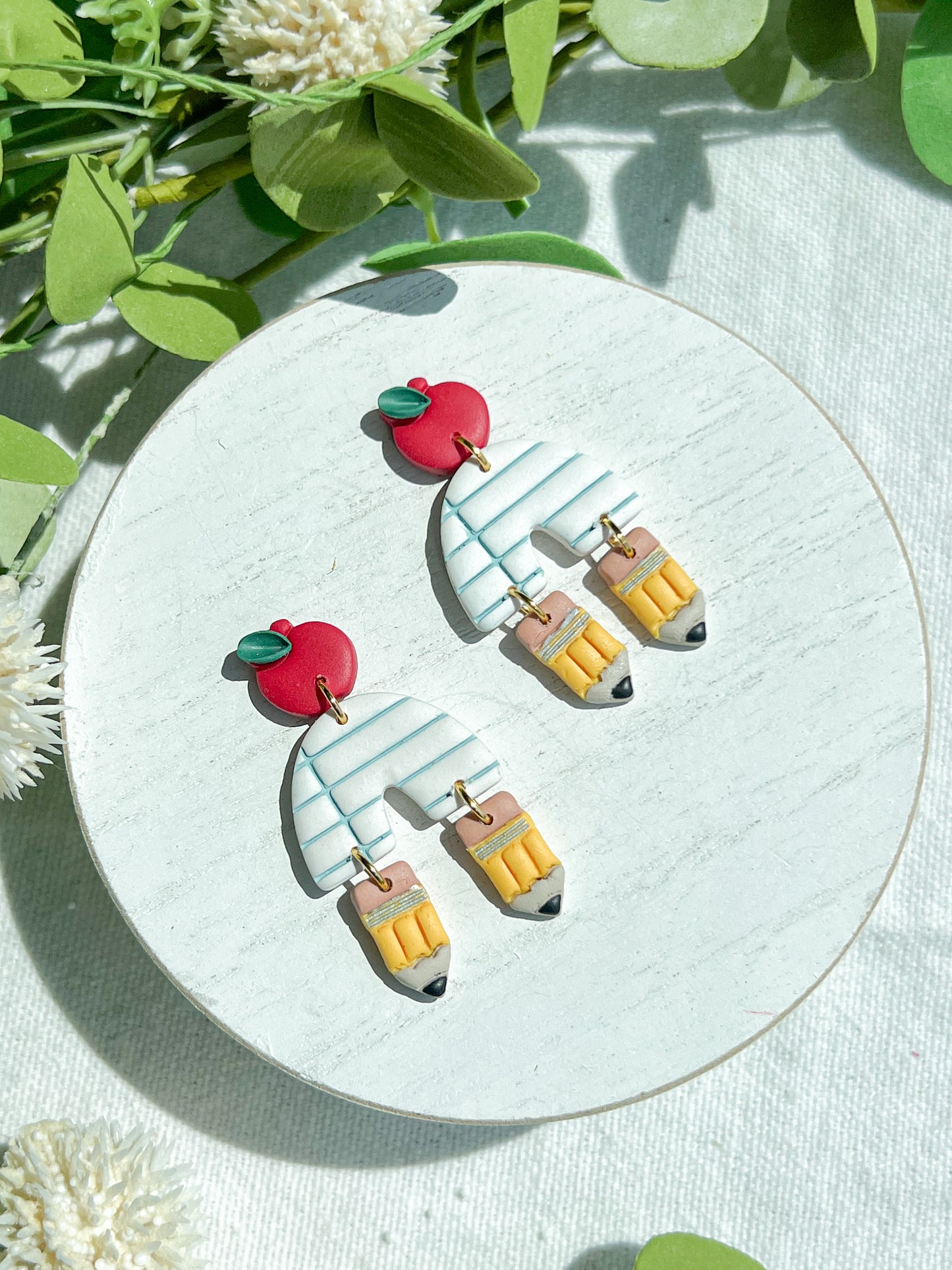 Pencil and Paper Arch Polymer Clay Earrings | Teacher Earrings | Back to School Earrings | Teacher Gift
