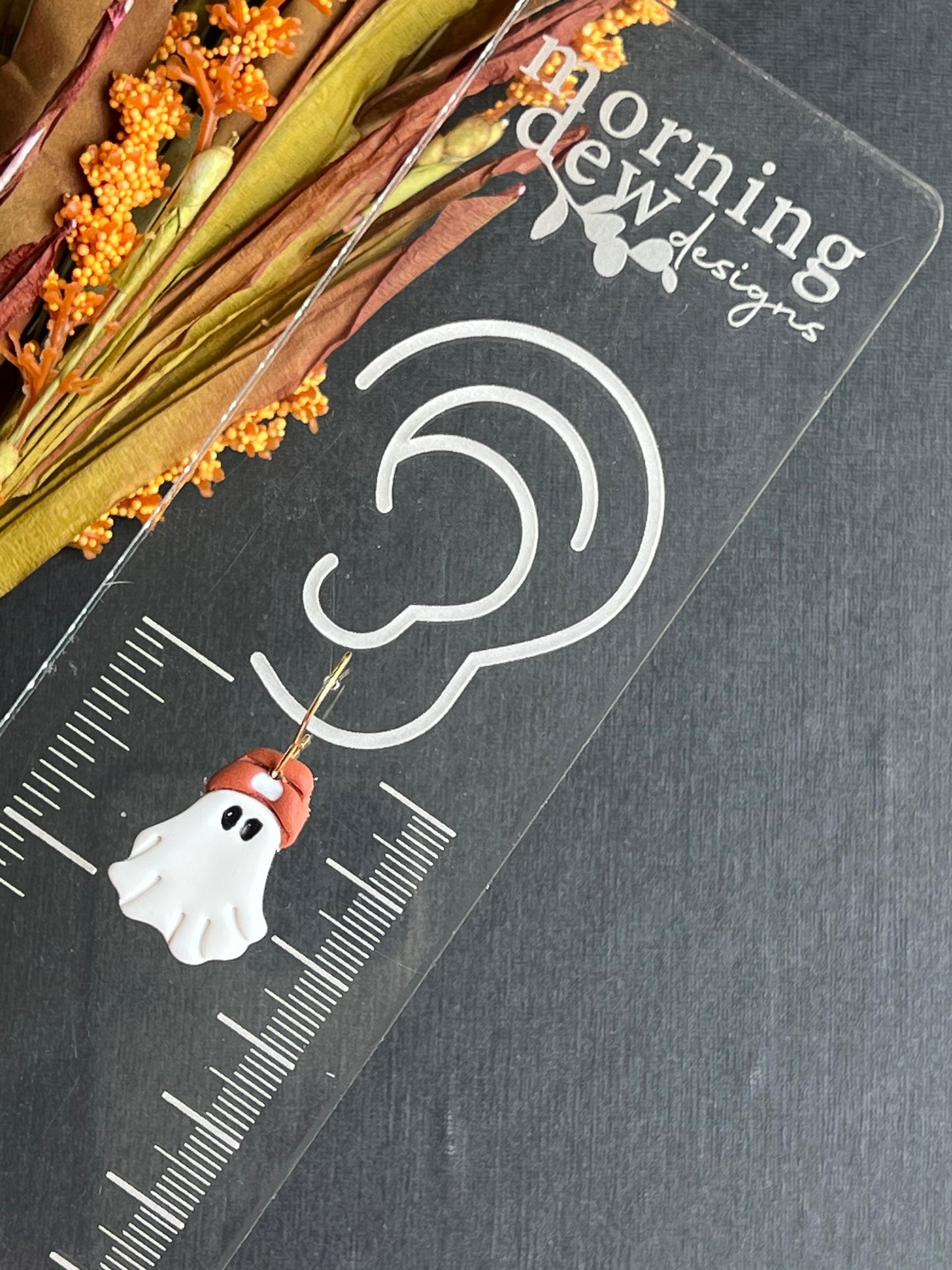 Boho Beanie Hat Ghost Polymer Clay Earrings