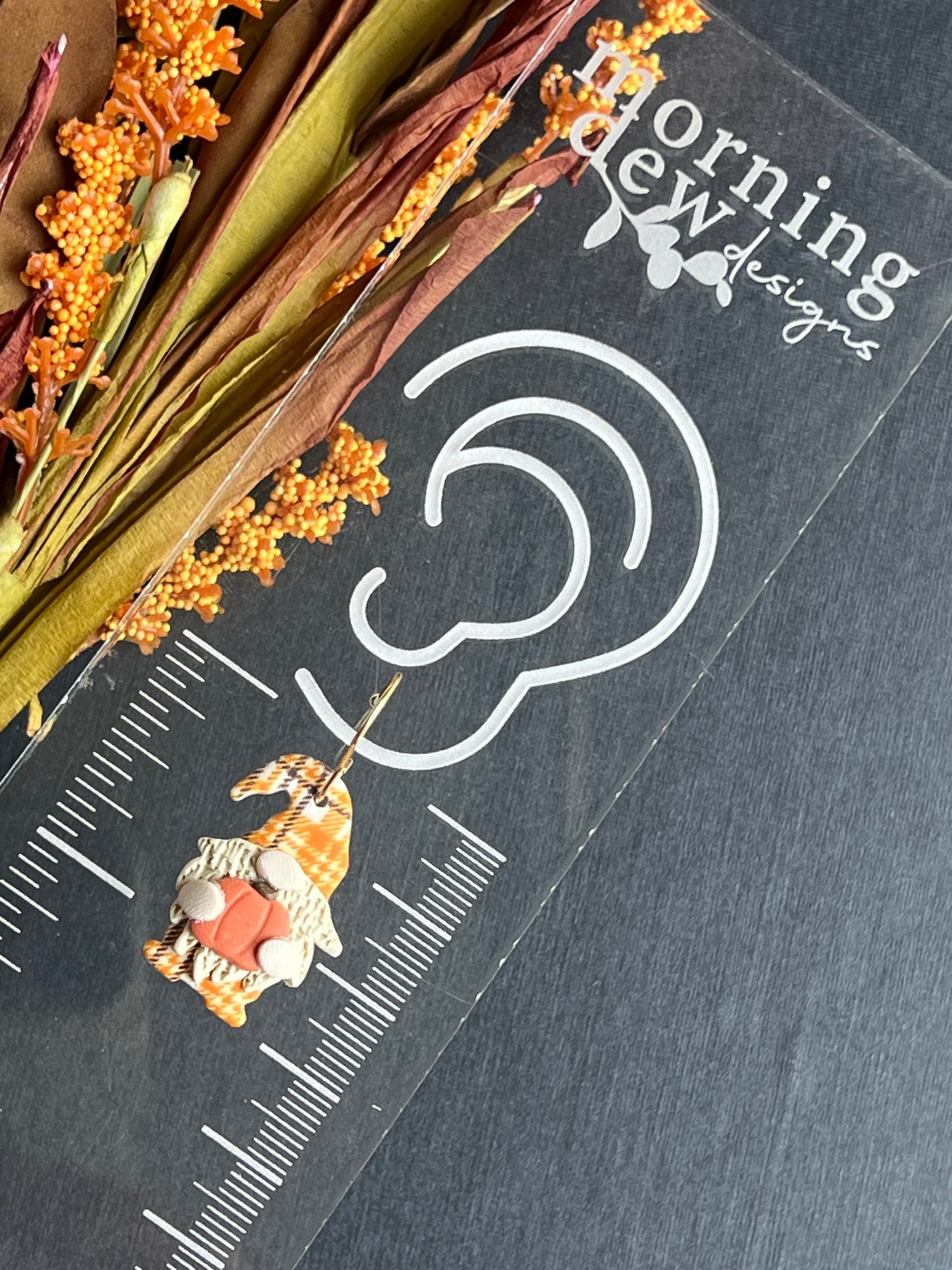 Autumn Tartan Plaid Pumpkin Gnome Dangles