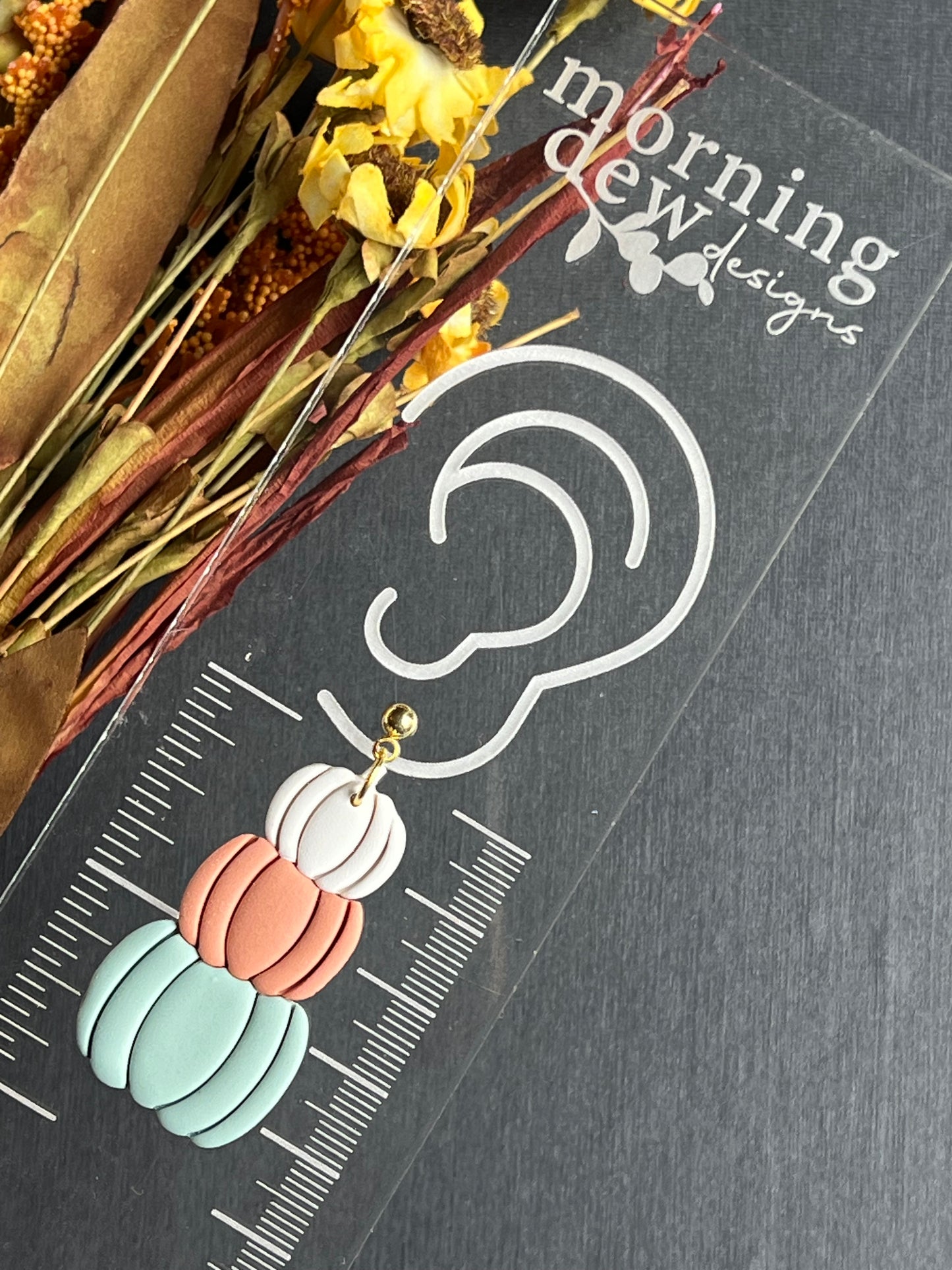 Boho Colored Stacked Pumpkin Polymer Clay Earrings