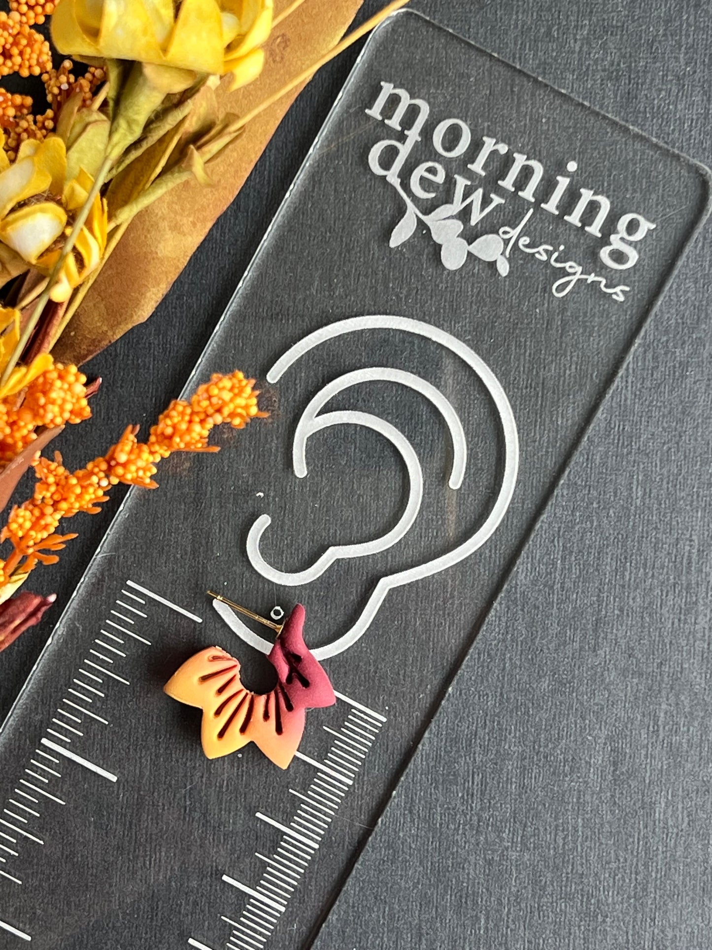 Ombre Fall Colored Leaf Polymer Clay Hoops