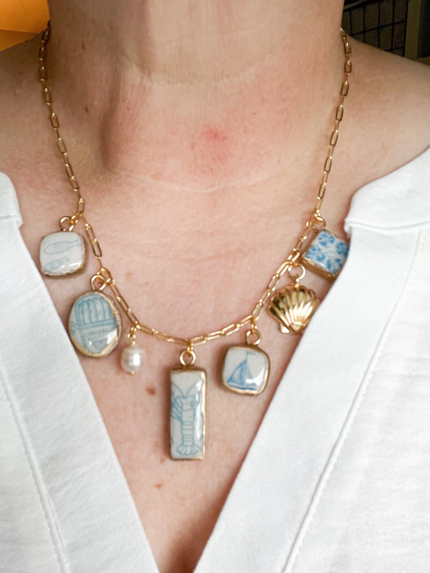 Nautical Themed Polymer Clay Charm Necklace