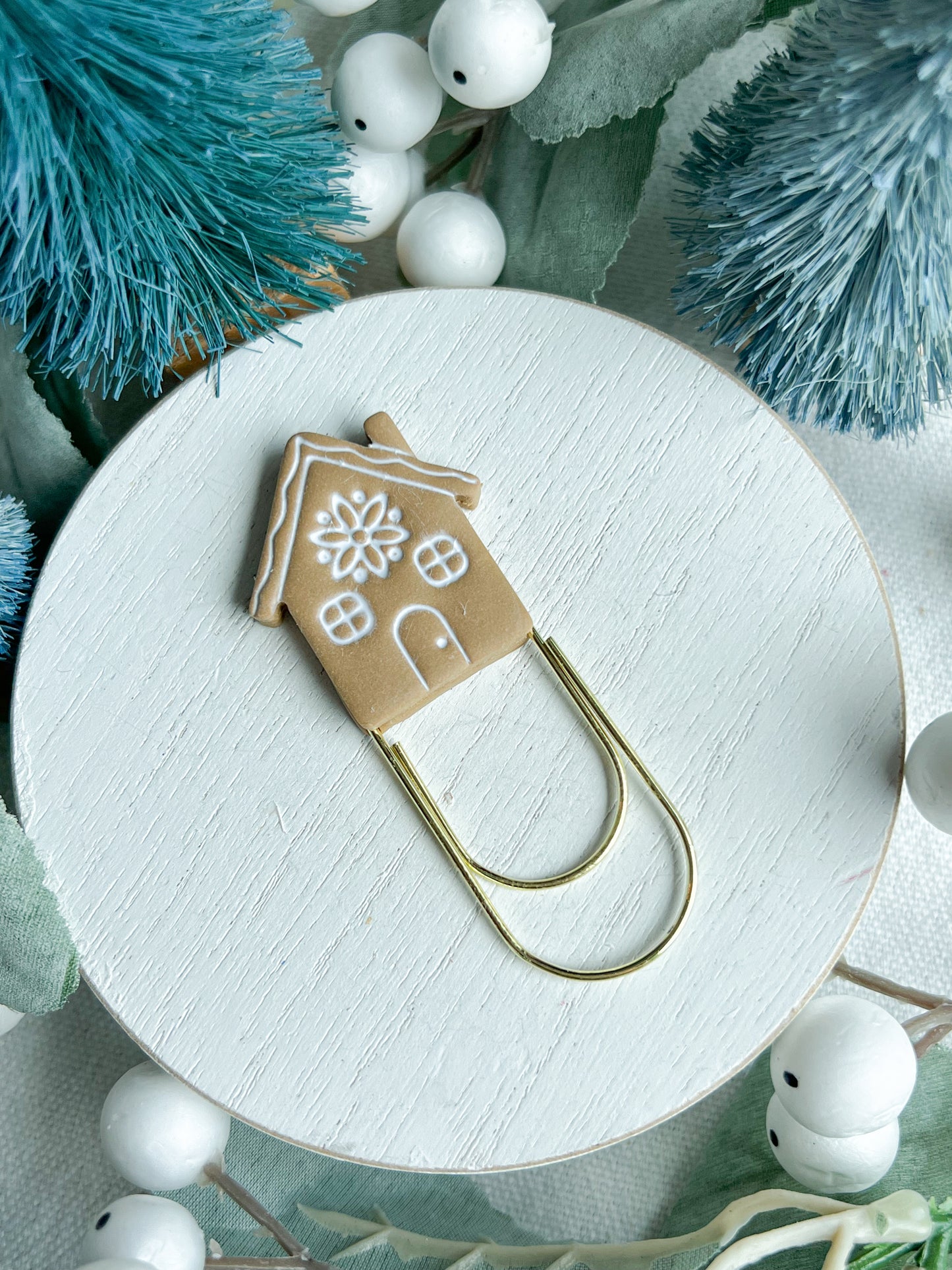 Gingerbread House Bookmark | Polymer Clay Paper Clip Bookmark