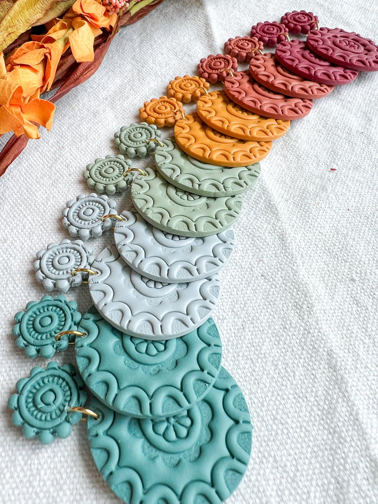 Autumn Color Palette Mandala Polymer Clay Earrings
