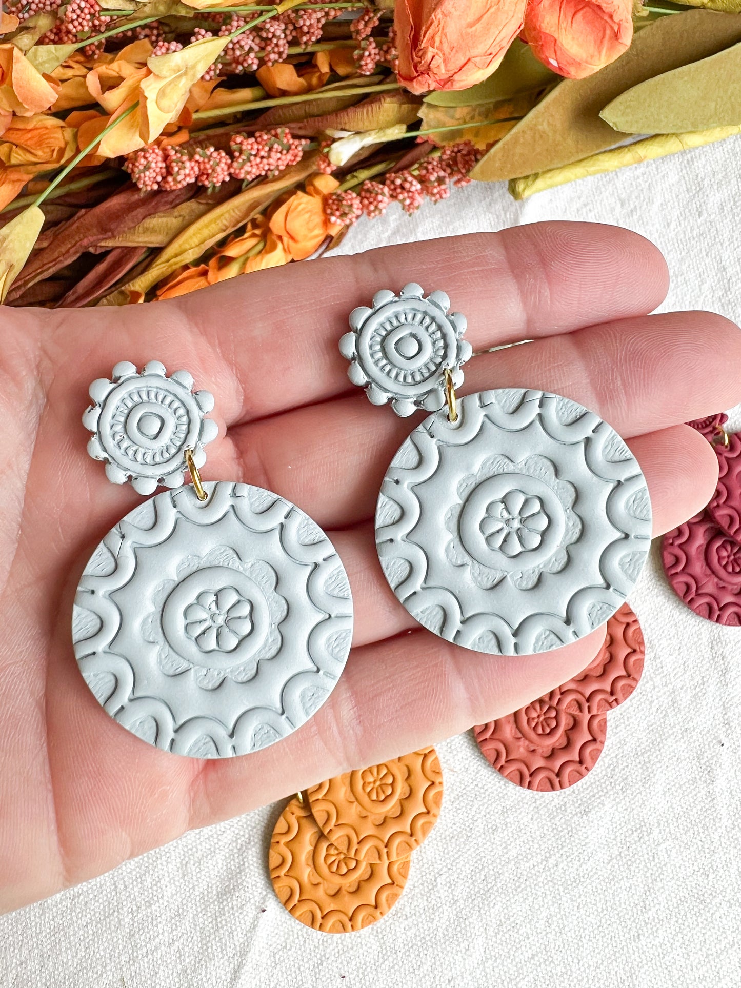 Autumn Color Palette Mandala Polymer Clay Earrings