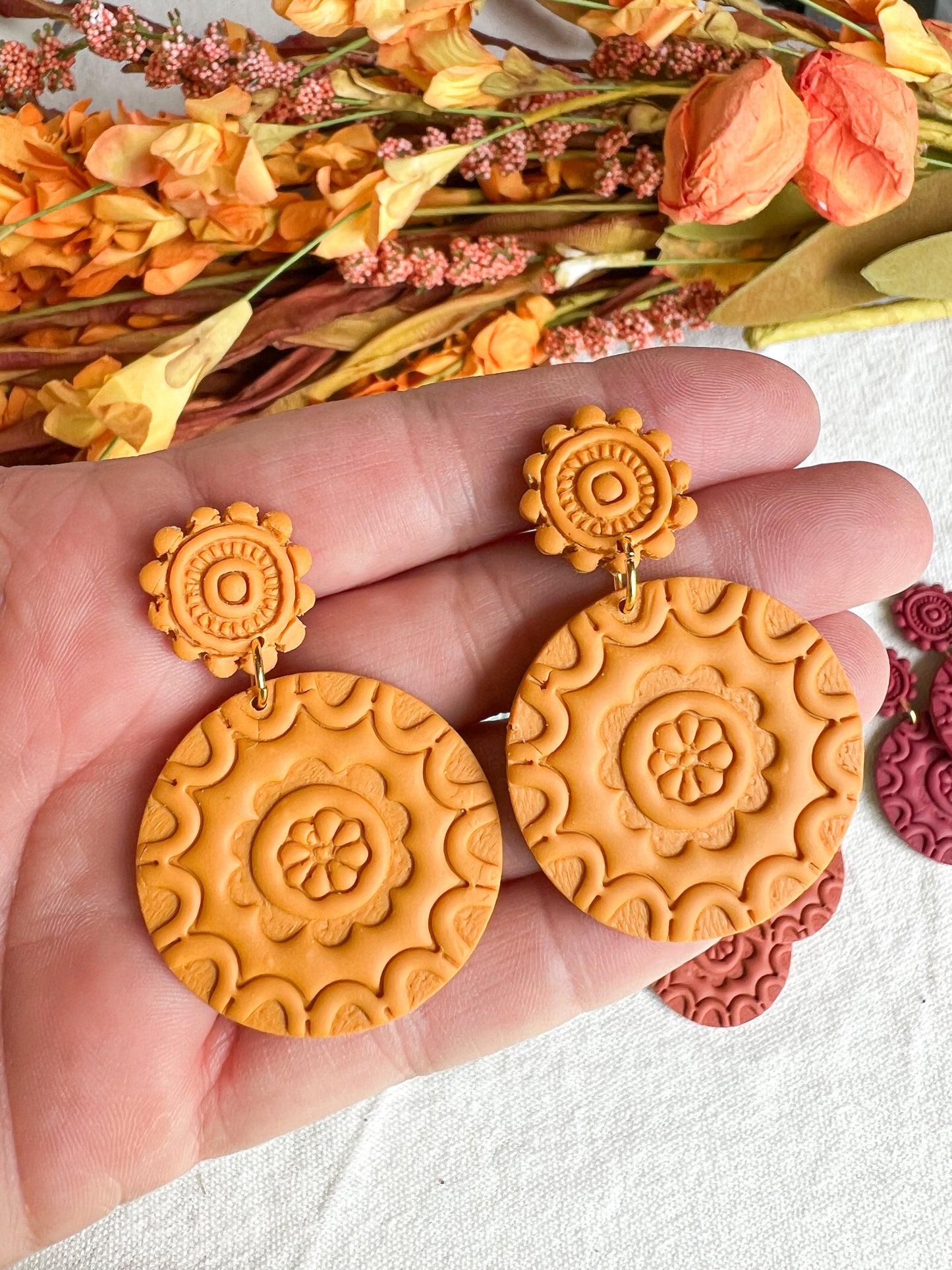 Autumn Color Palette Mandala Polymer Clay Earrings