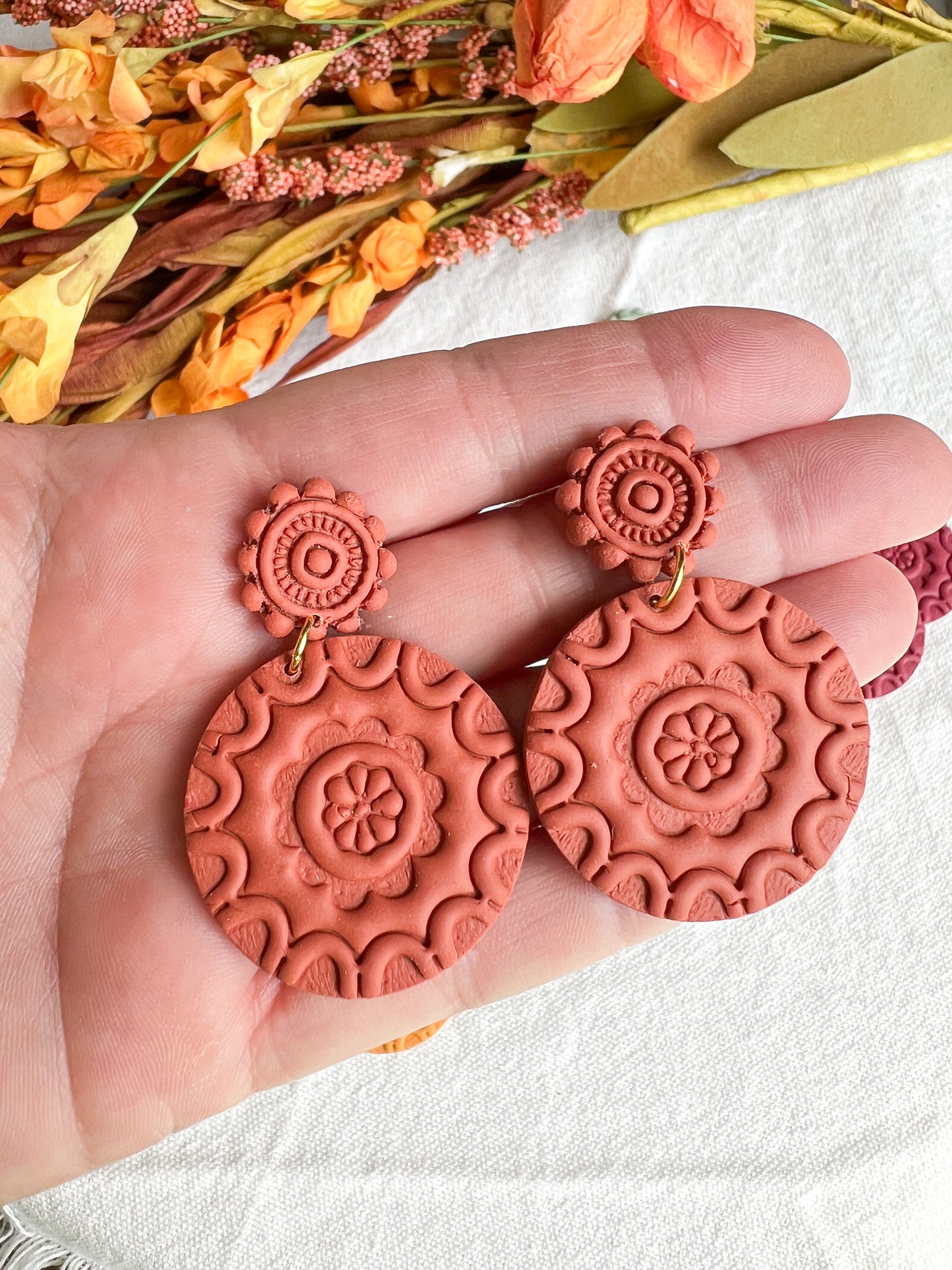 Autumn Color Palette Mandala Polymer Clay Earrings