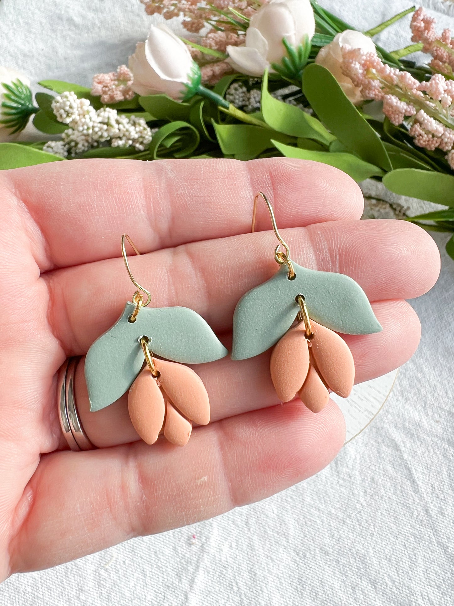 Soft Pastel Tulip Drop Leaf Dangles