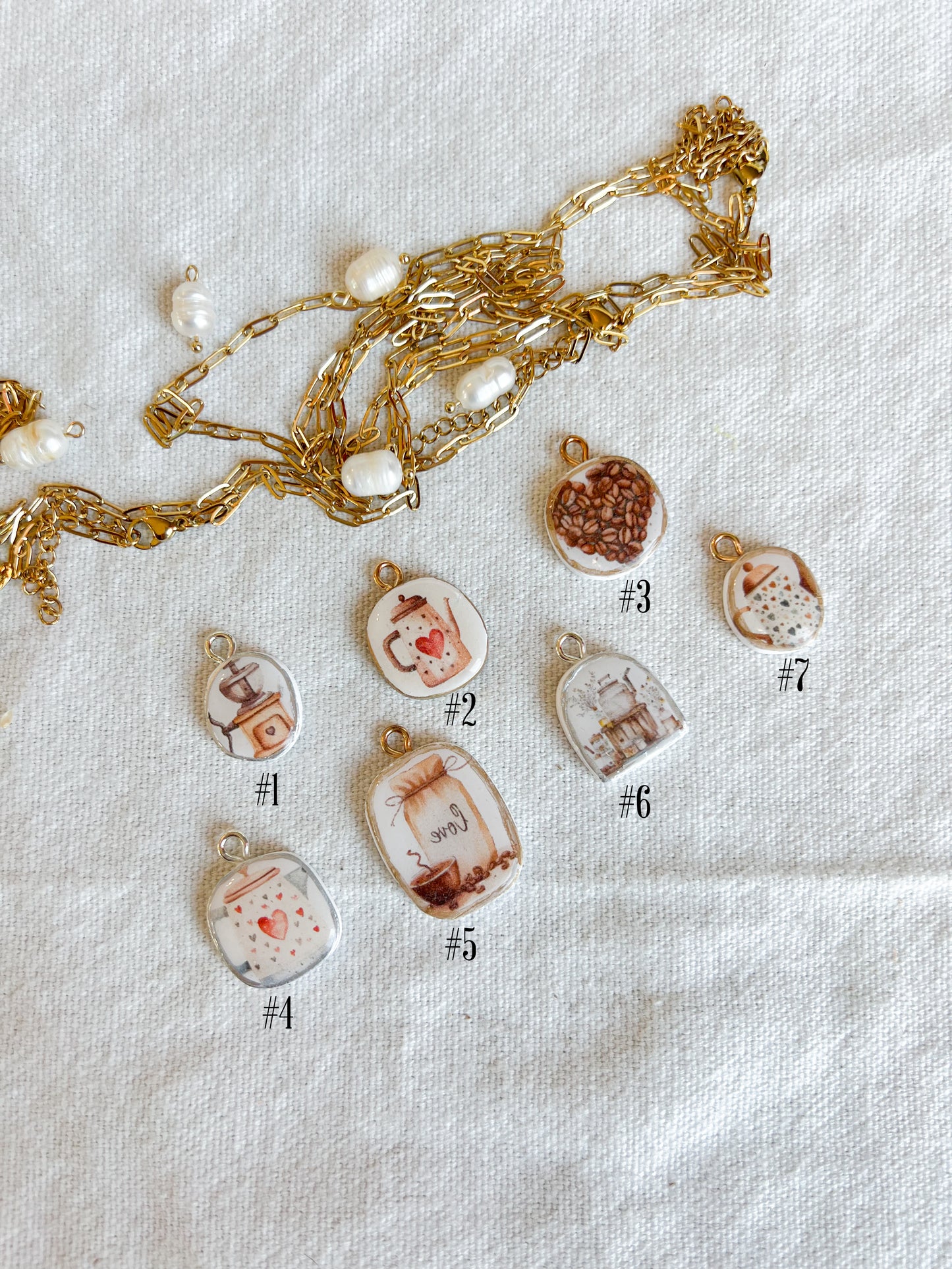 Coffee Pot Transfer Paper Designed Polymer Clay Jewelry Charms (Copy)