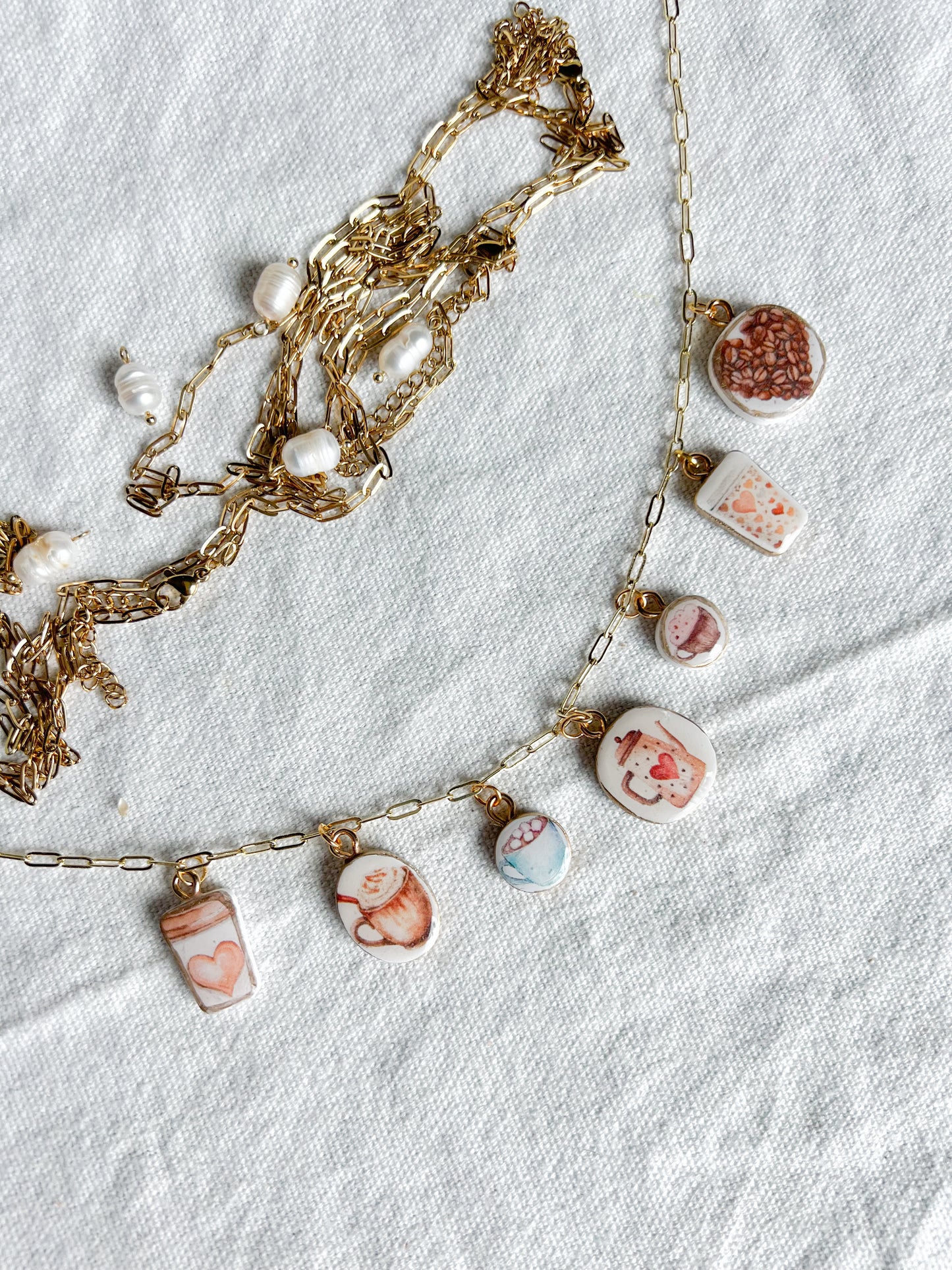 Coffee Pot Transfer Paper Designed Polymer Clay Jewelry Charms