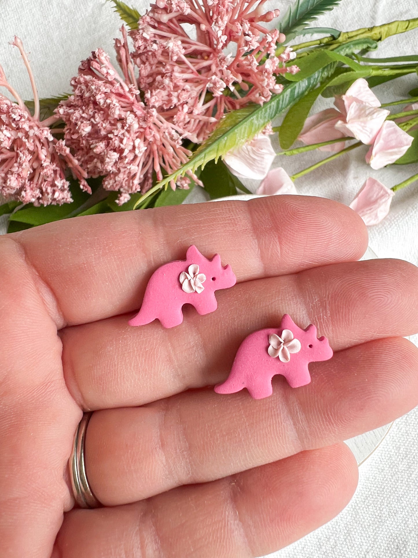Colorful Mini Dinosaur Polymer Clay Studs