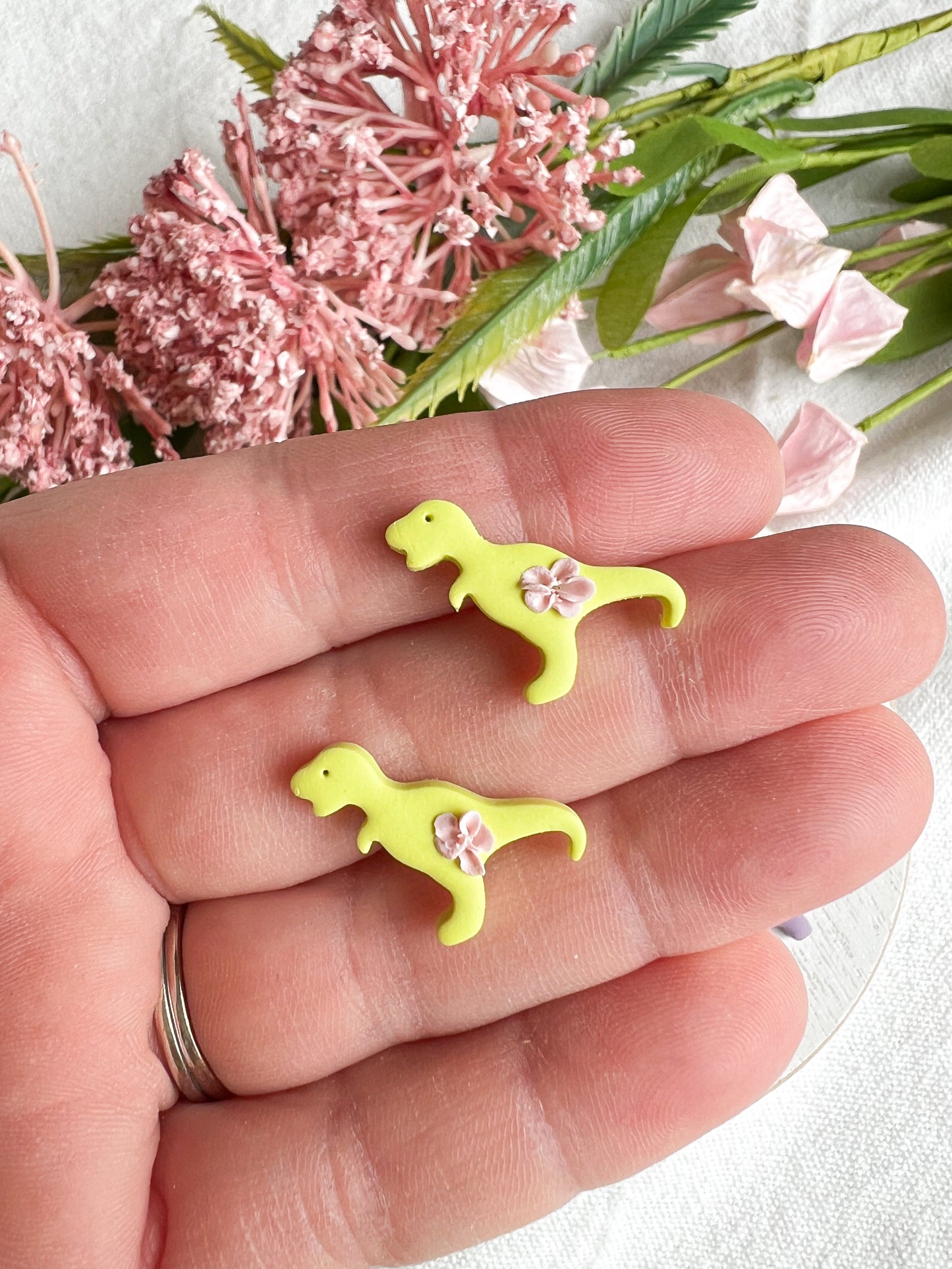 Colorful Mini Dinosaur Polymer Clay Studs