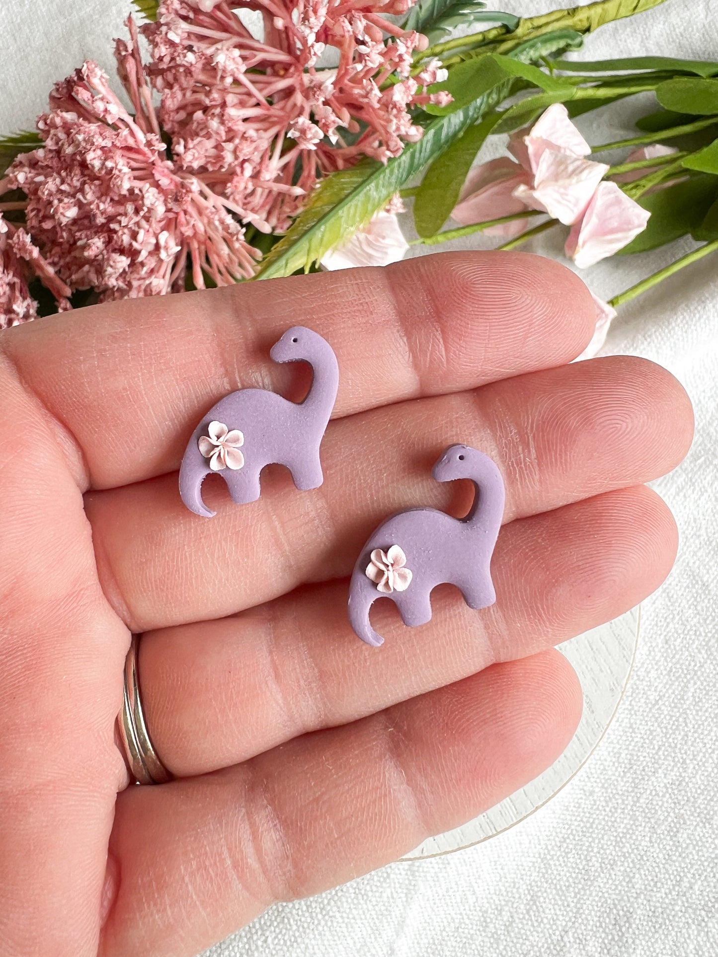Colorful Mini Dinosaur Polymer Clay Studs