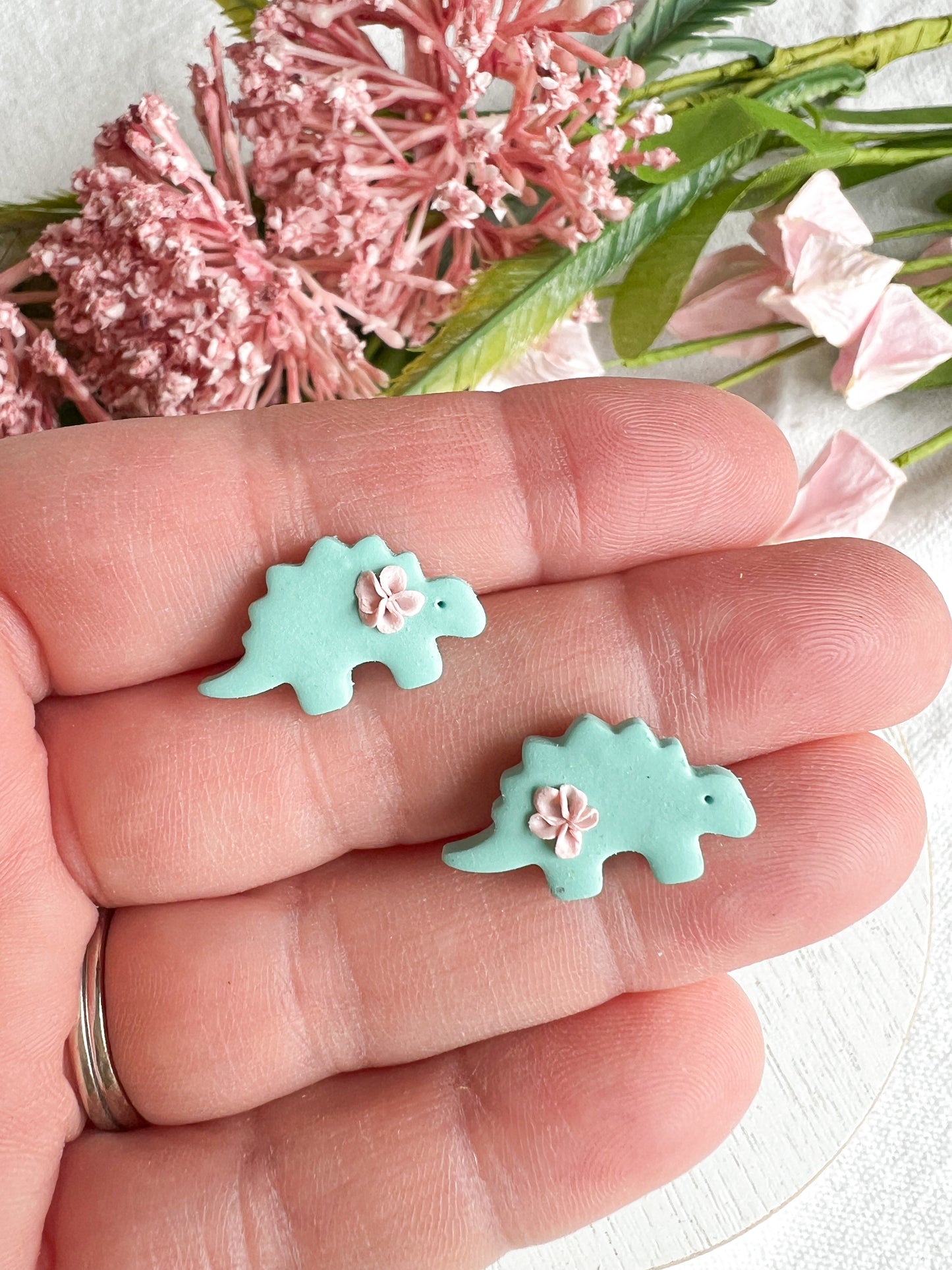 Colorful Mini Dinosaur Polymer Clay Studs
