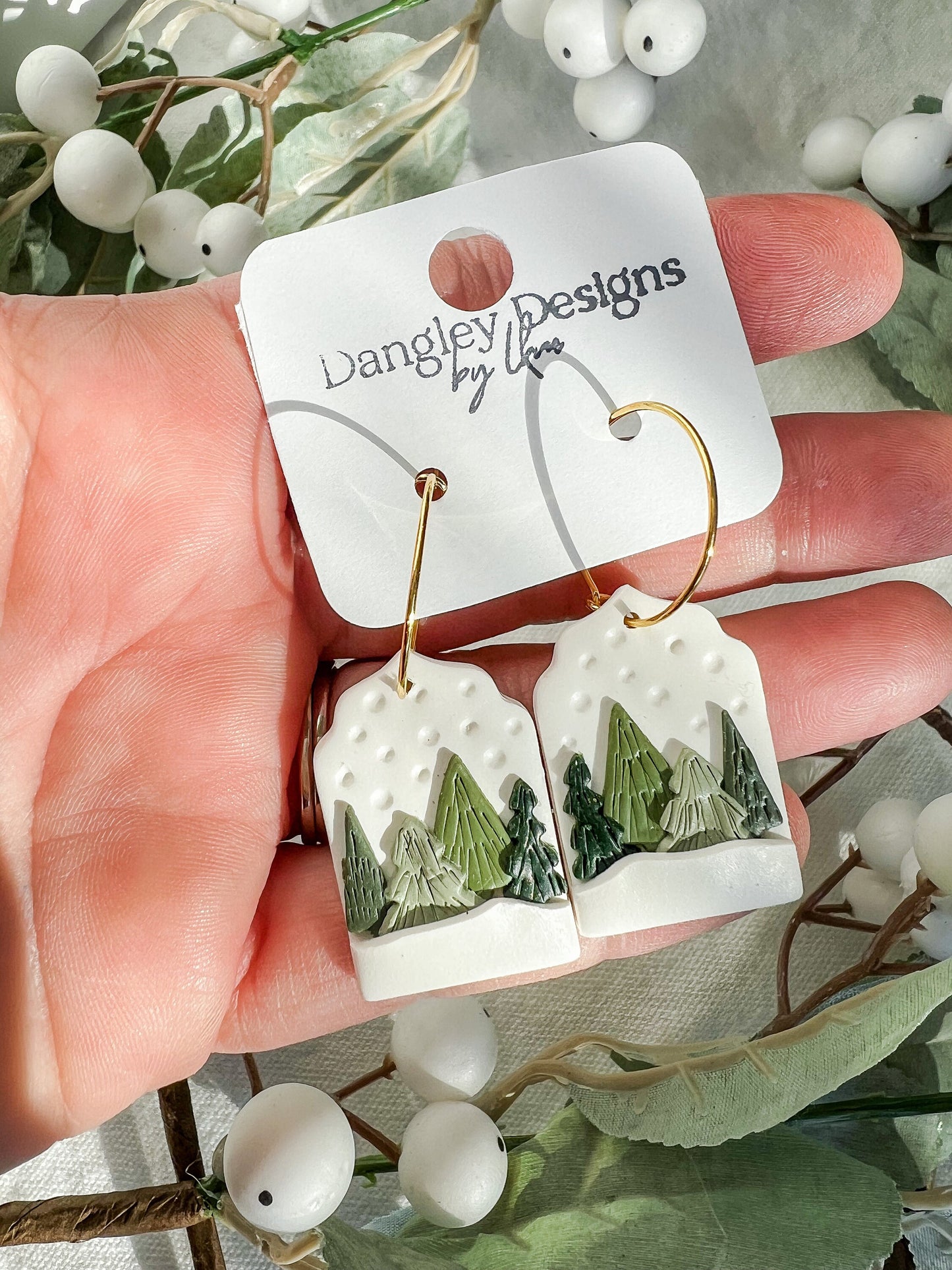 Wintery Christmas Tree Scene Dangles