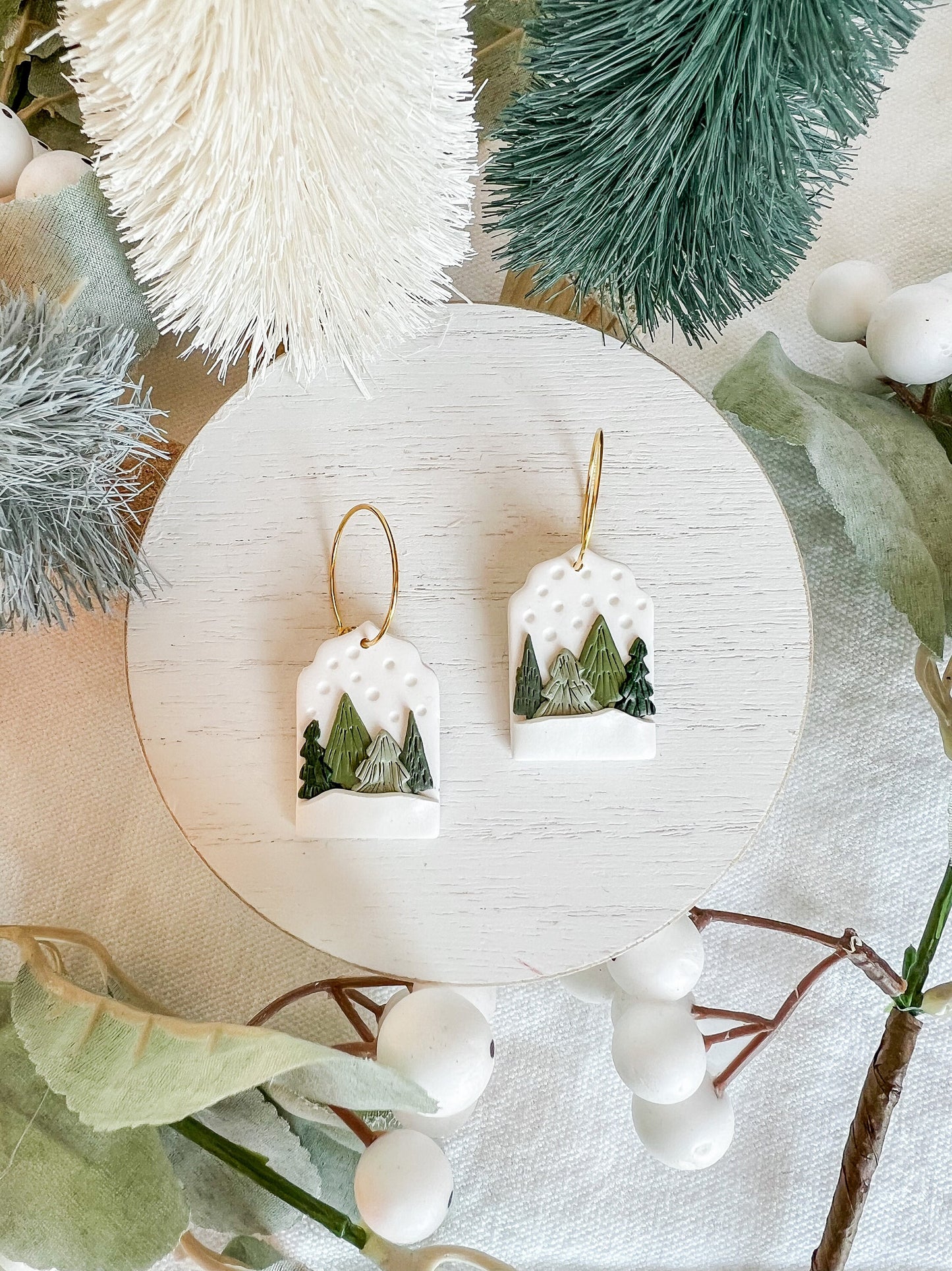 Wintery Christmas Tree Scene Dangles