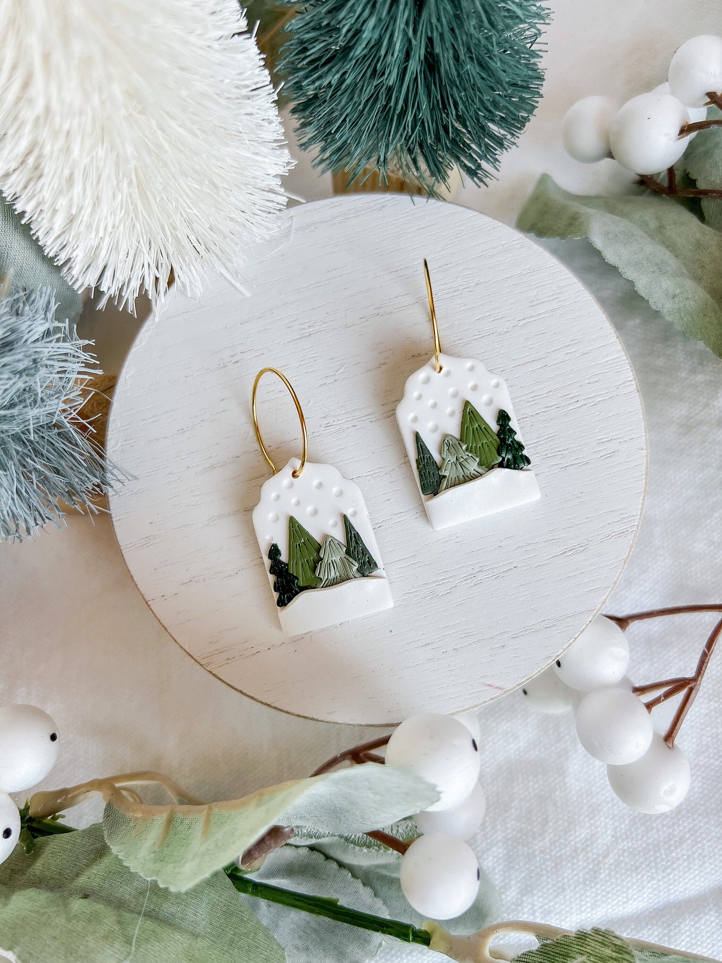 Wintery Christmas Tree Scene Dangles