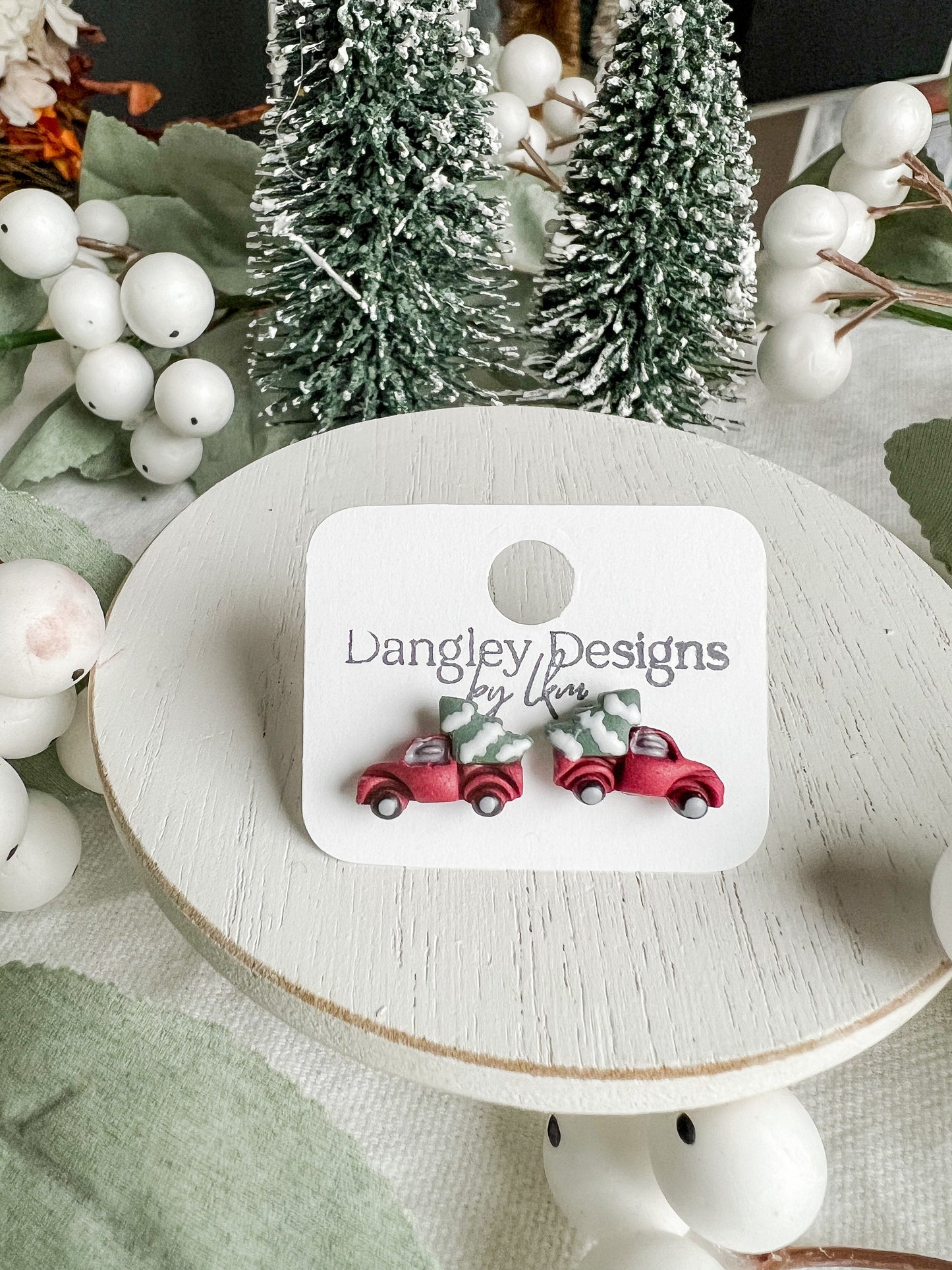 Christmas Red Truck w/ Tree Studs