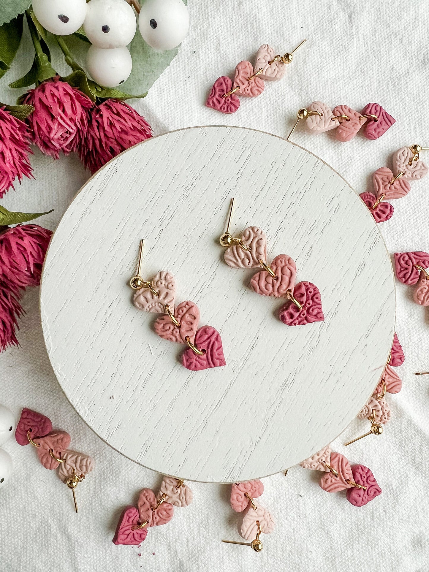 Ombre Embossed Heart Dangles