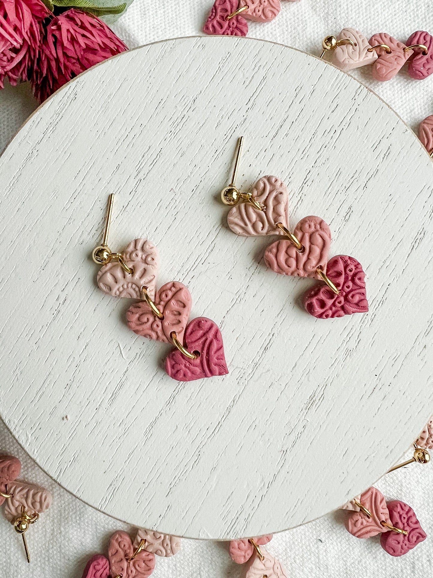Ombre Embossed Heart Dangles