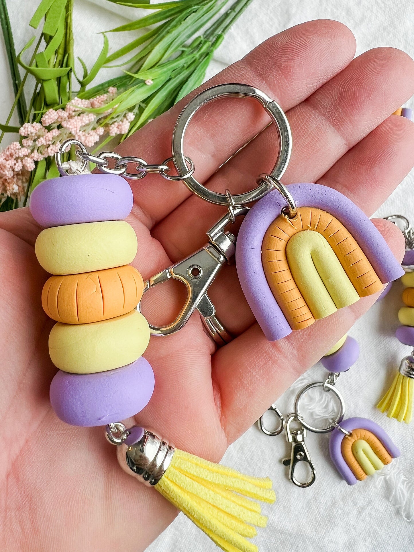 Yellow, Orange, and Purple Rainbow Keychain