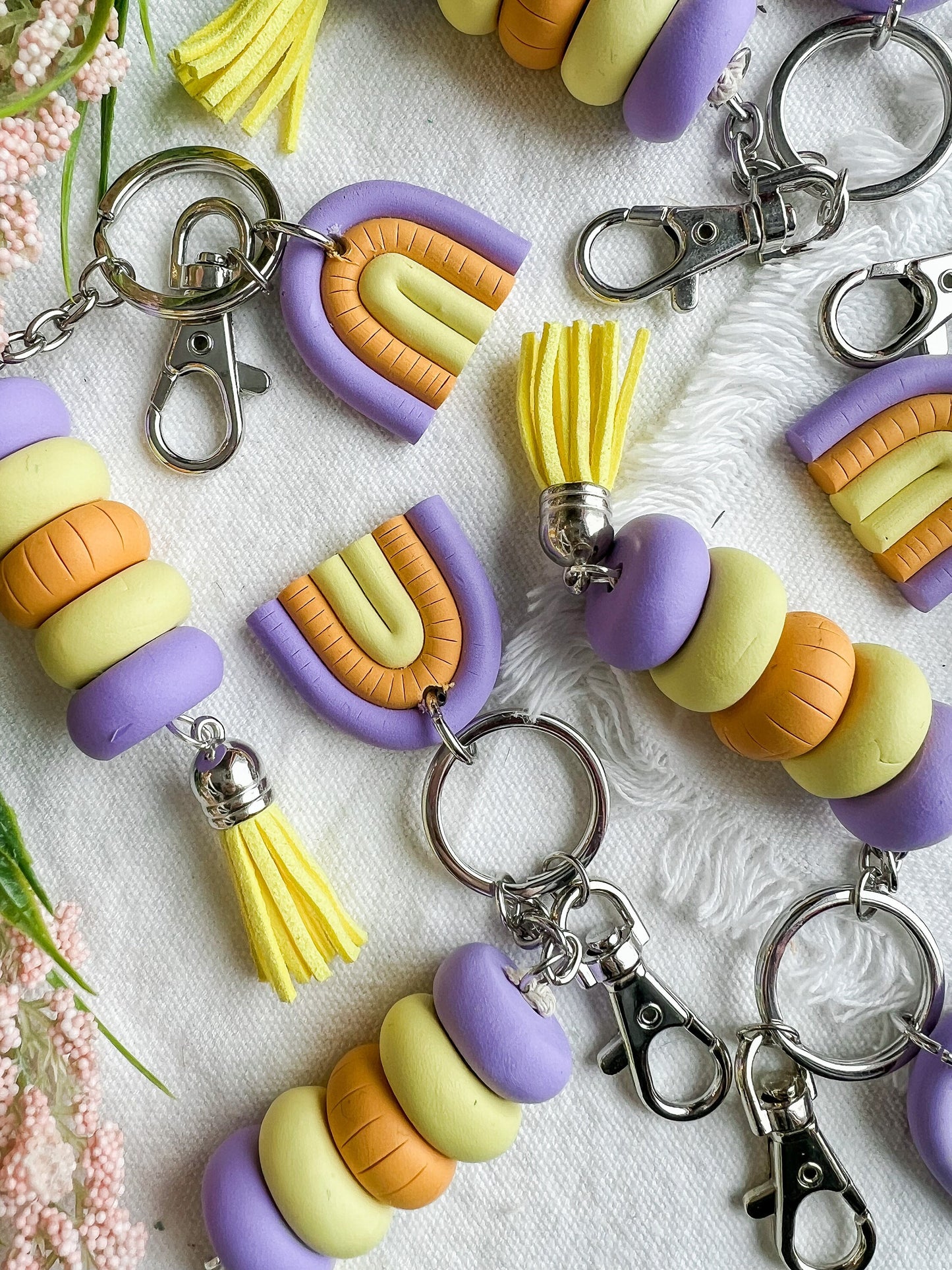 Yellow, Orange, and Purple Rainbow Keychain