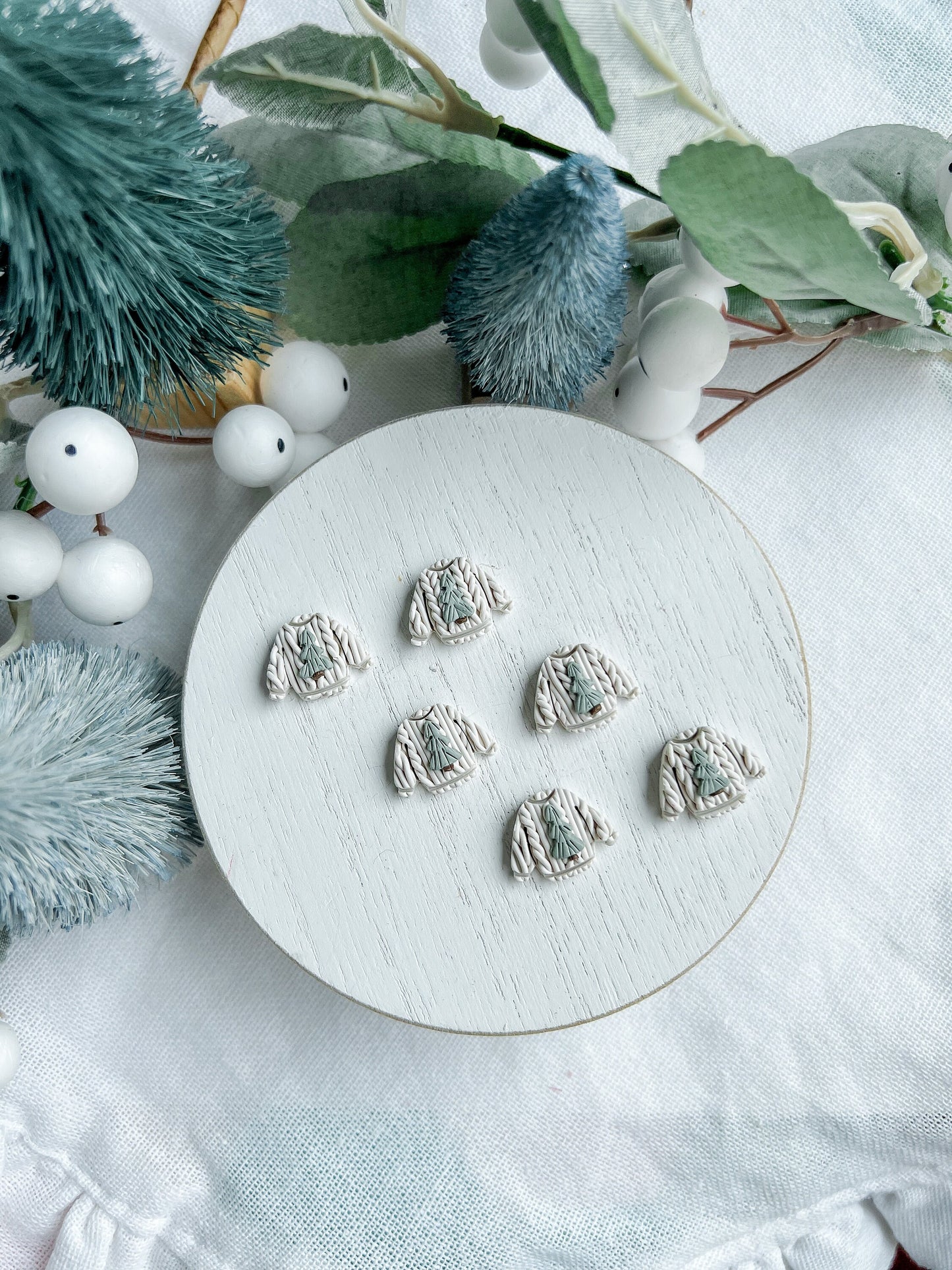 Knitted Mini Christmas Tree Sweater Studs