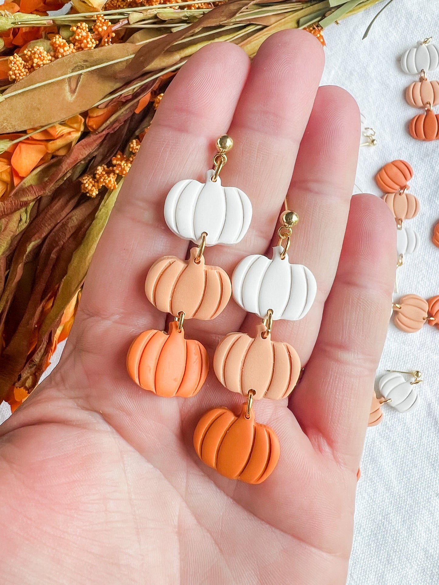 3 Tiered Orange Ombre Pumpkin Dangles