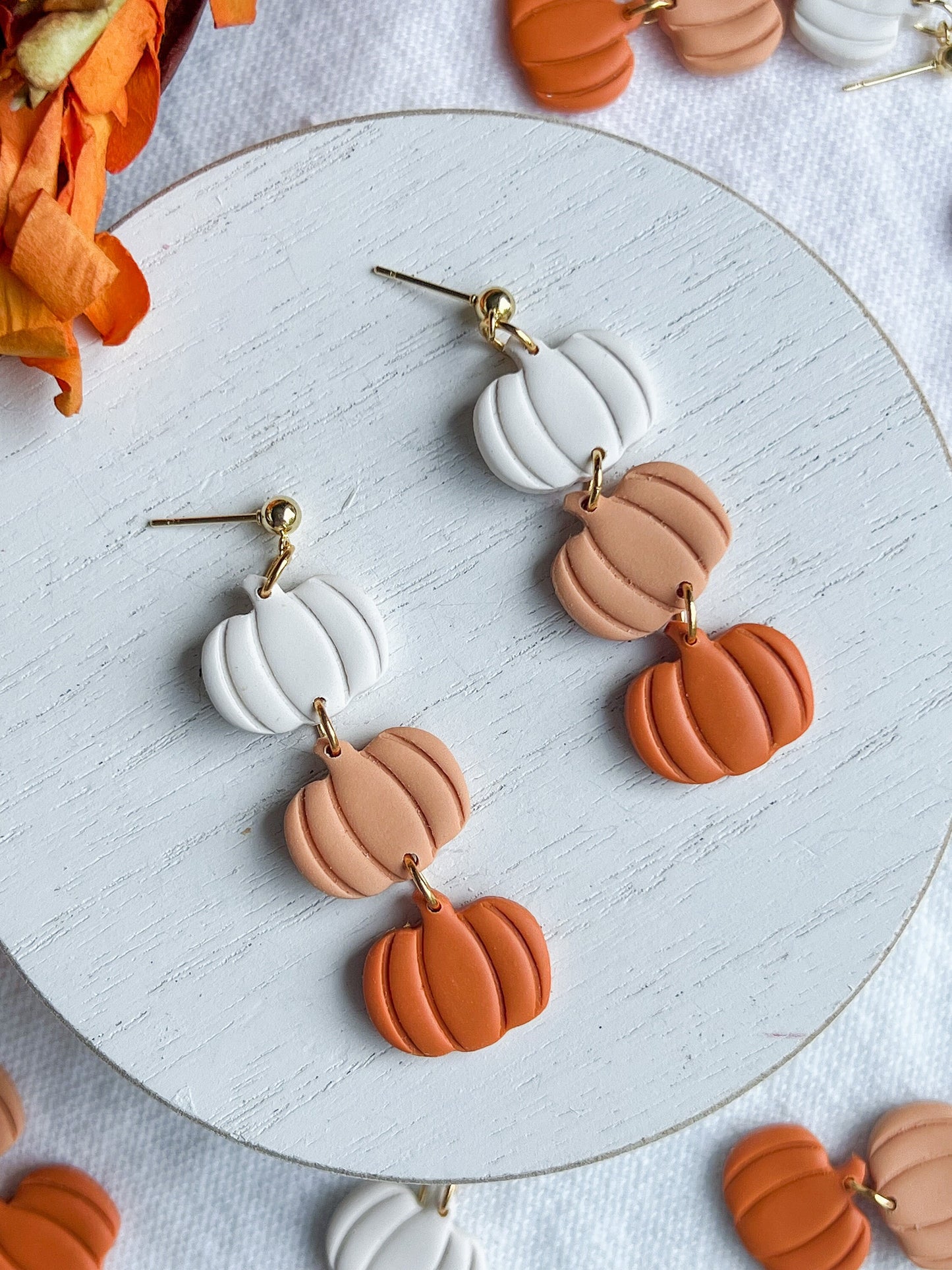 3 Tiered Orange Ombre Pumpkin Dangles