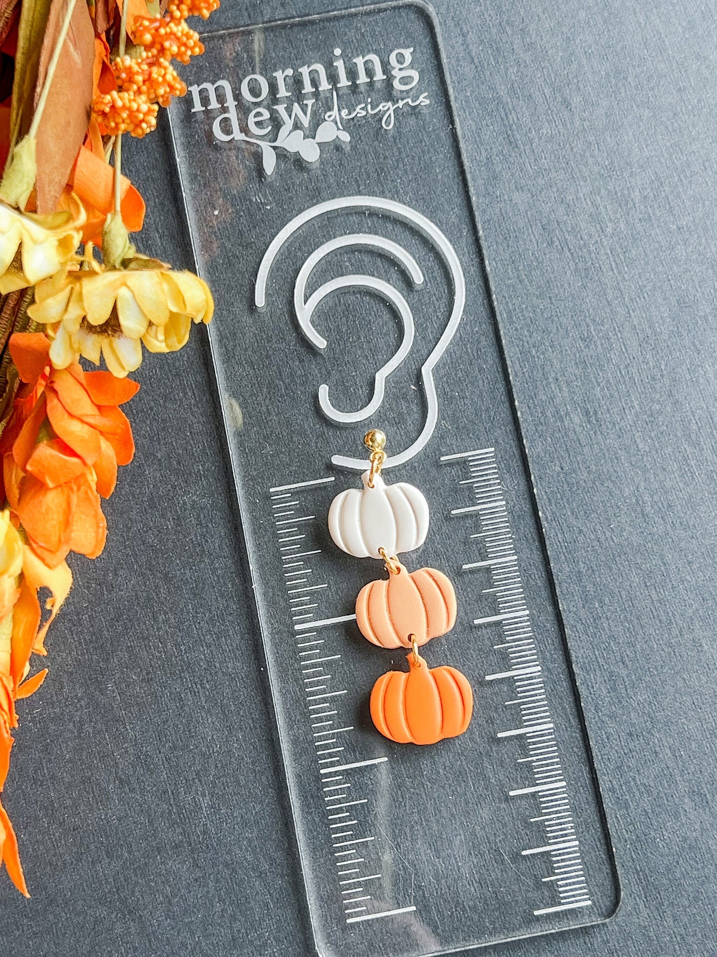 3 Tiered Orange Ombre Pumpkin Dangles