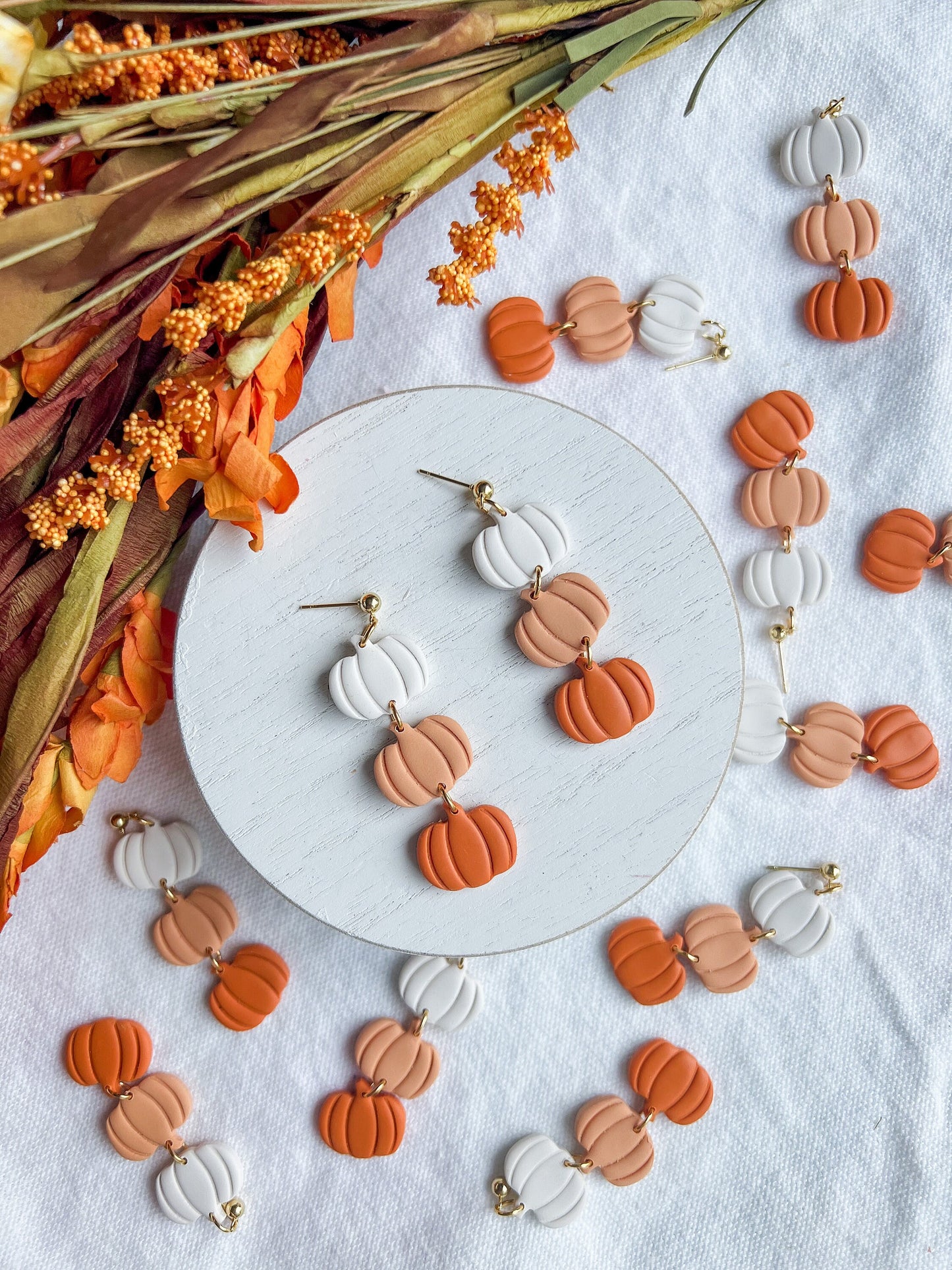 3 Tiered Orange Ombre Pumpkin Dangles