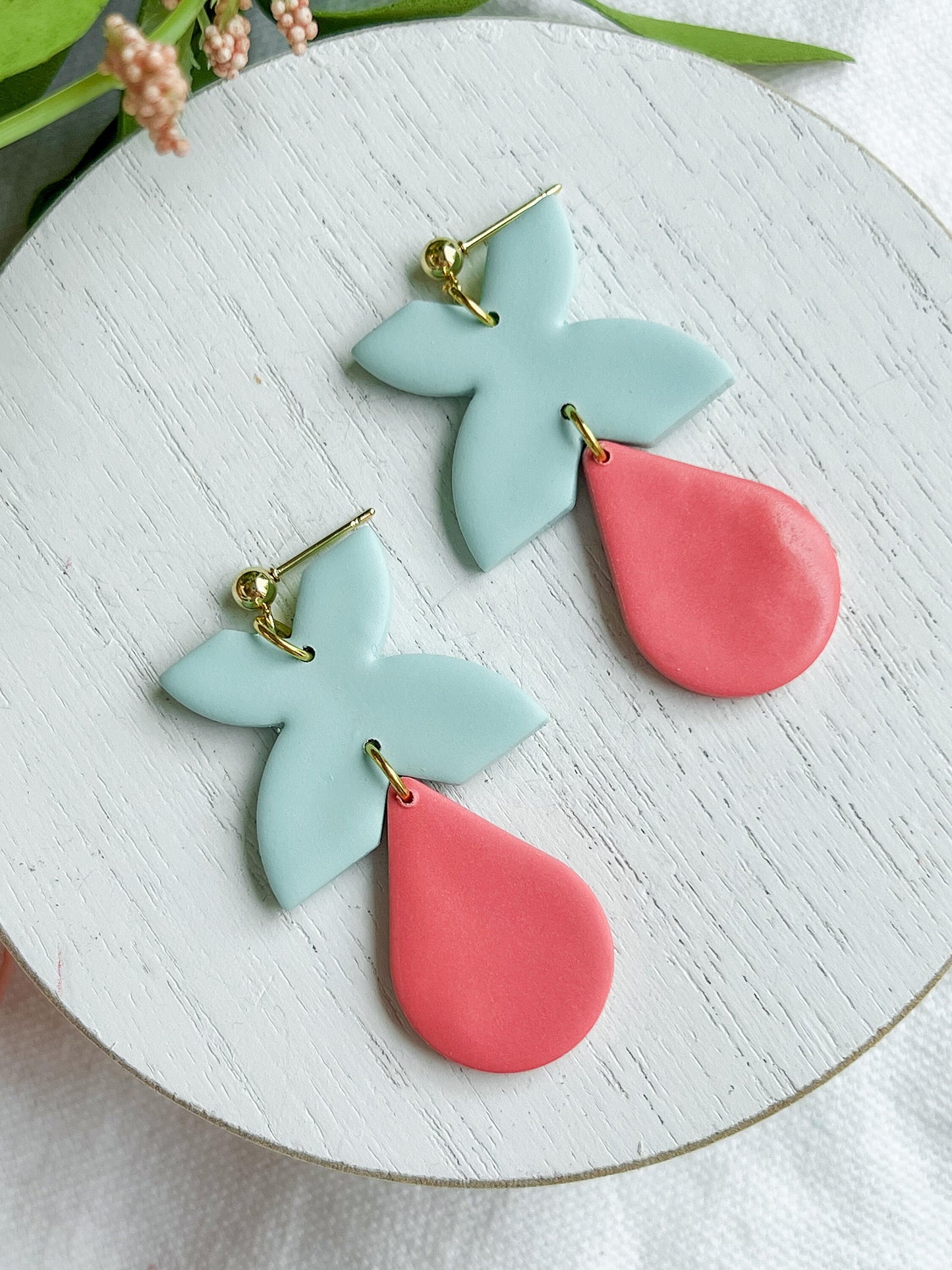 XO Teardrop Dangles in Coral and Turquoise