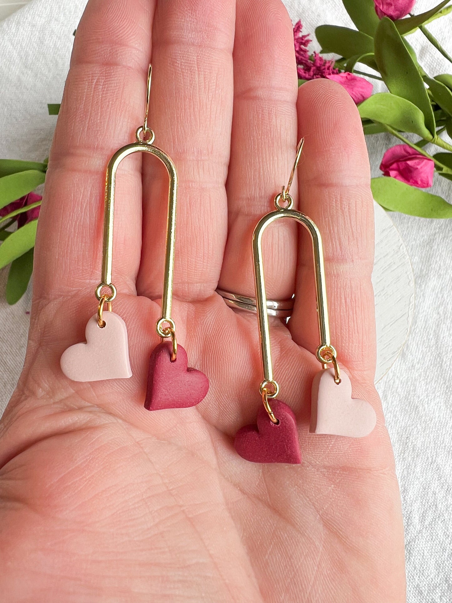 Gold Arch Heart Dangles